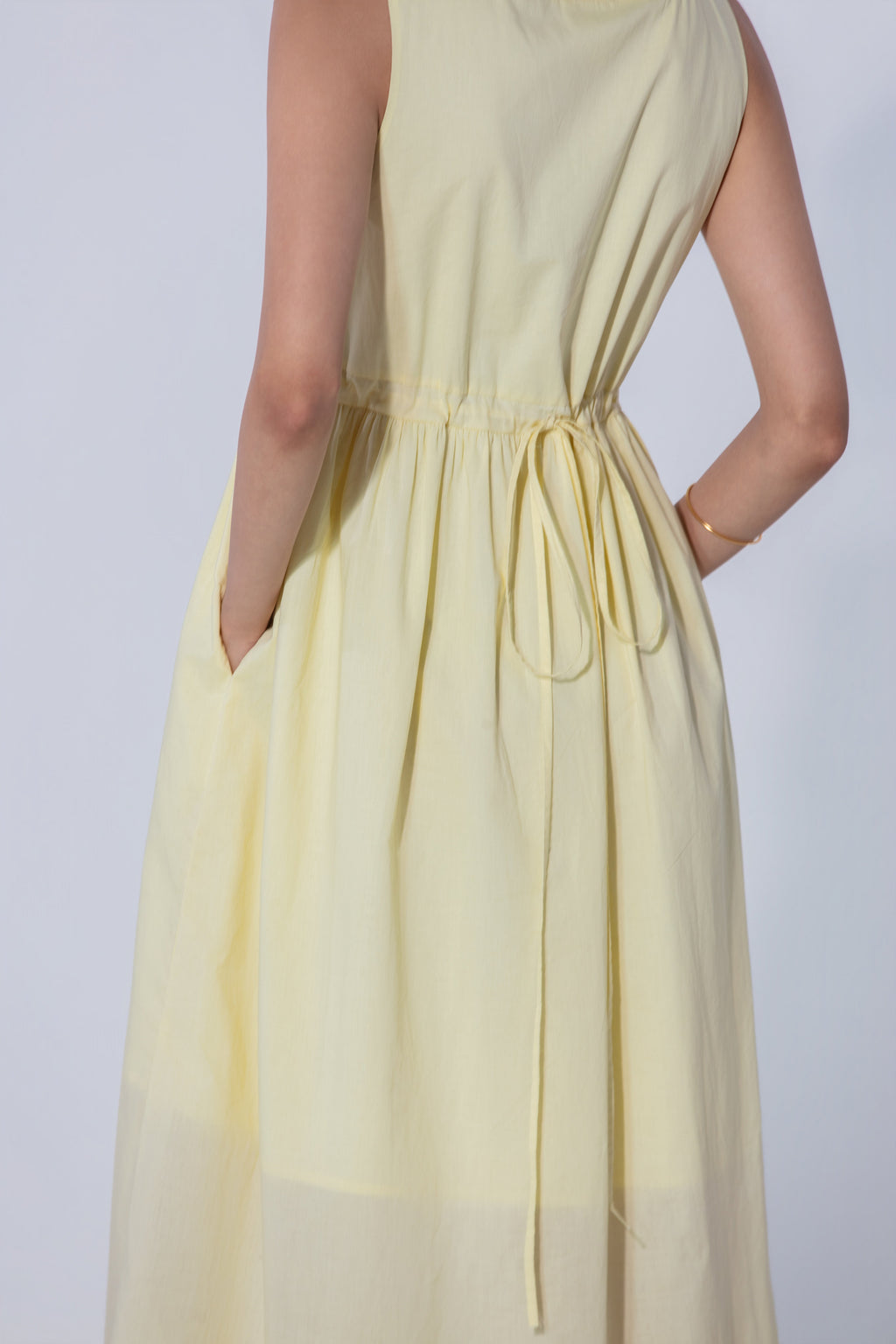 Paris in Butter V-Neck Gathered Maxi Dress