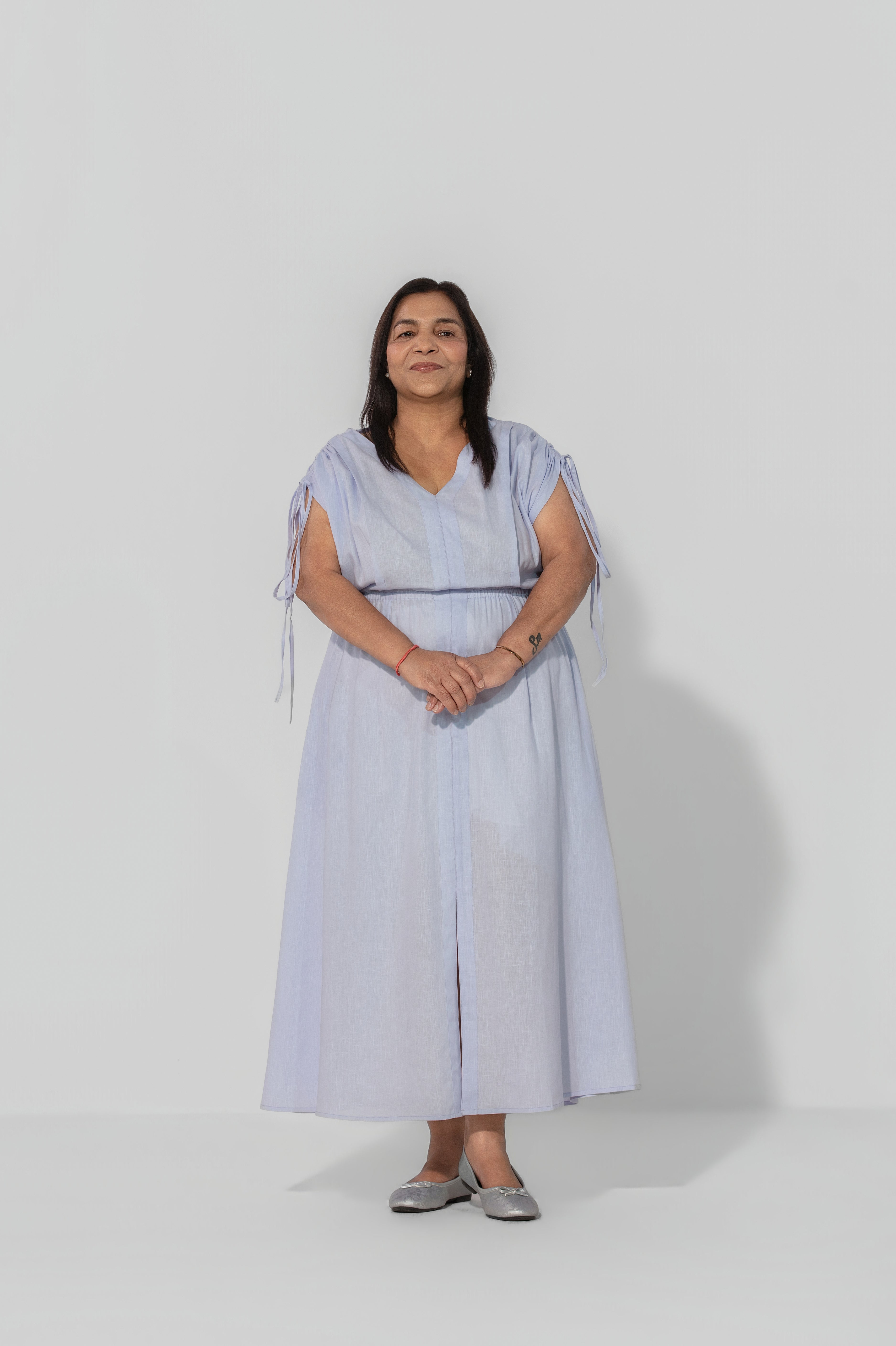 Saru Drawstring Sleeve Maxi Dress