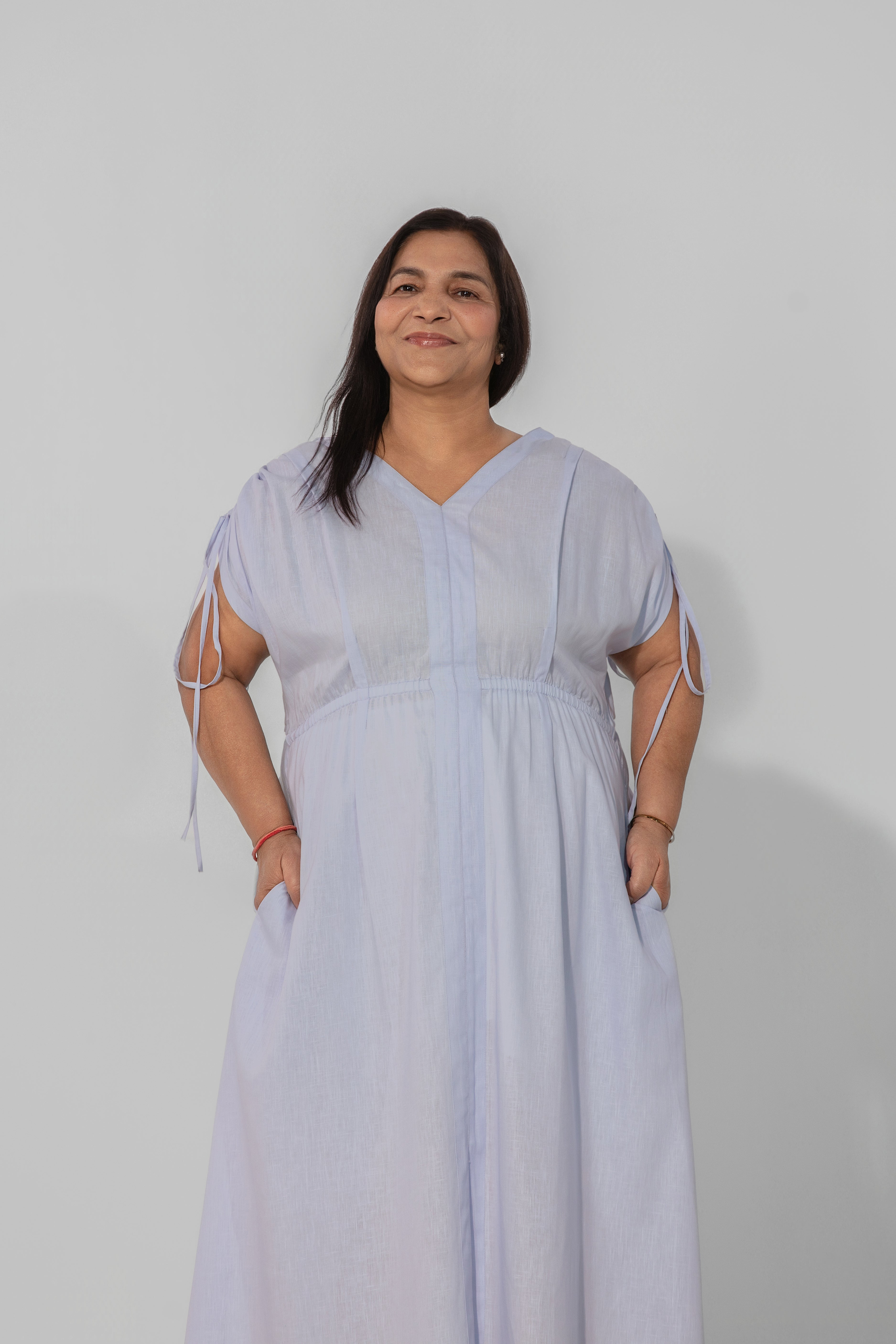 Saru Drawstring Sleeve Maxi Dress