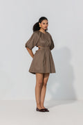 Mocha Cut-Out Tie Mini Dress