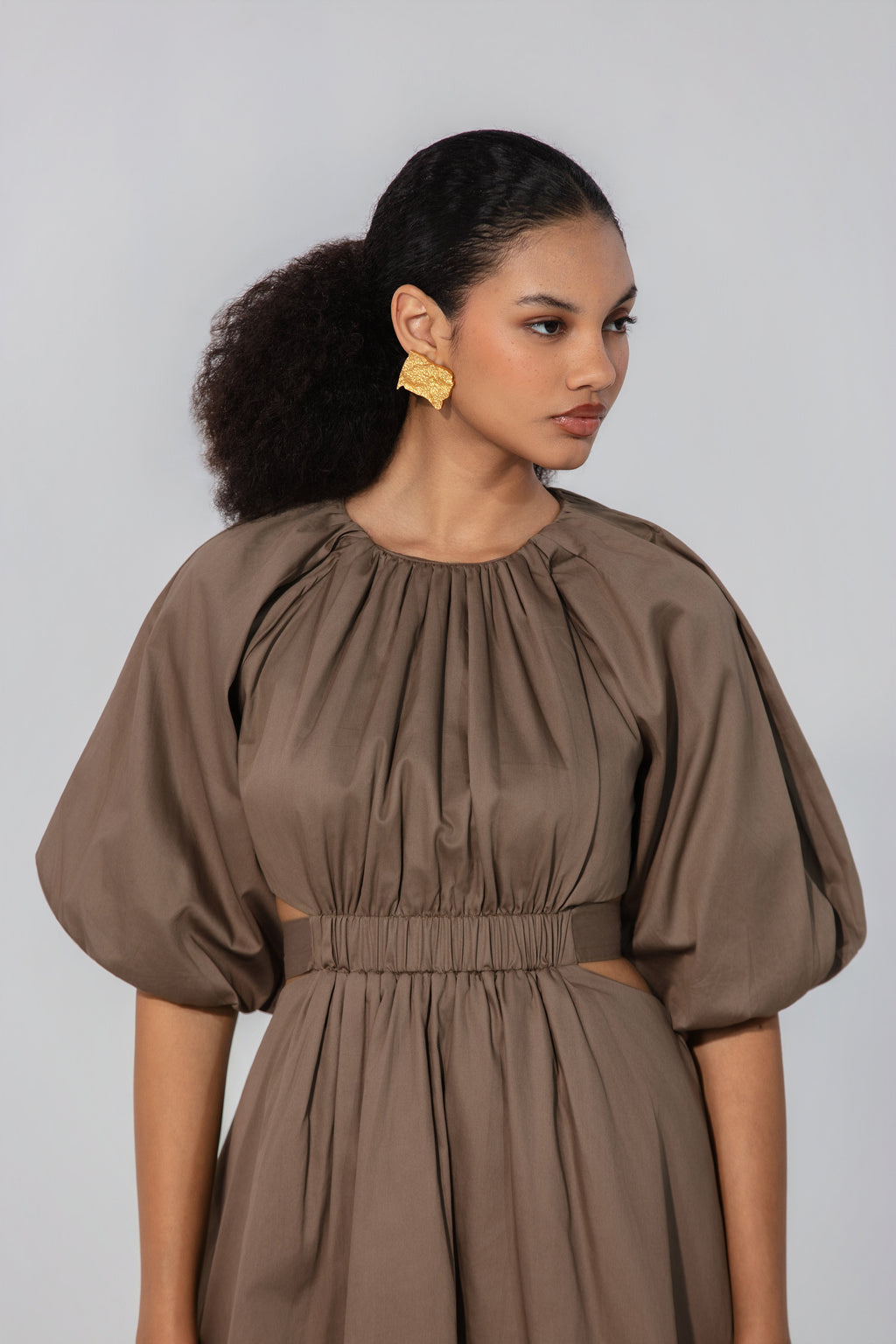 Neha in Mocha Cut-Out Tie Mini Dress