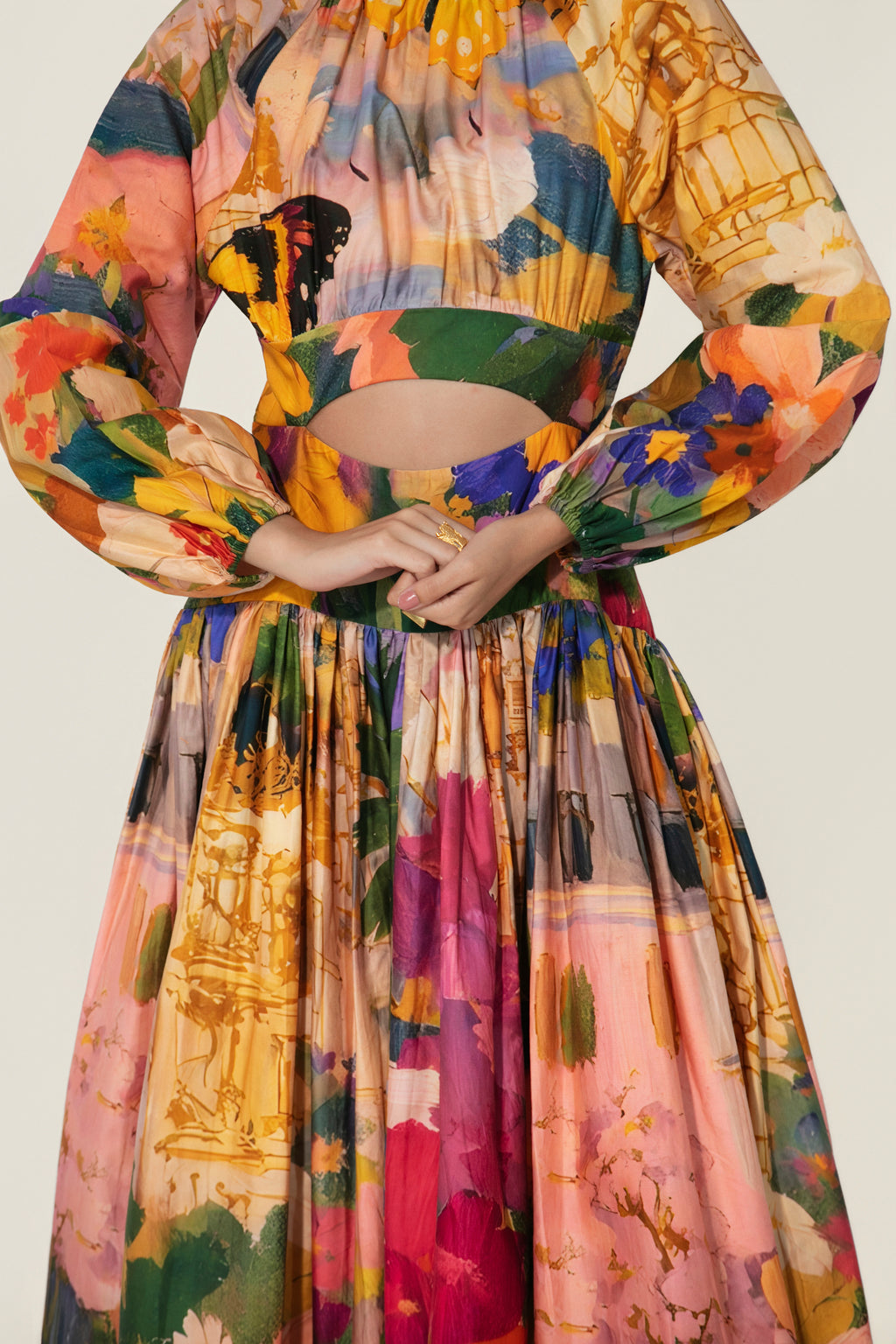 Jeanne Cutout Gathered Dress