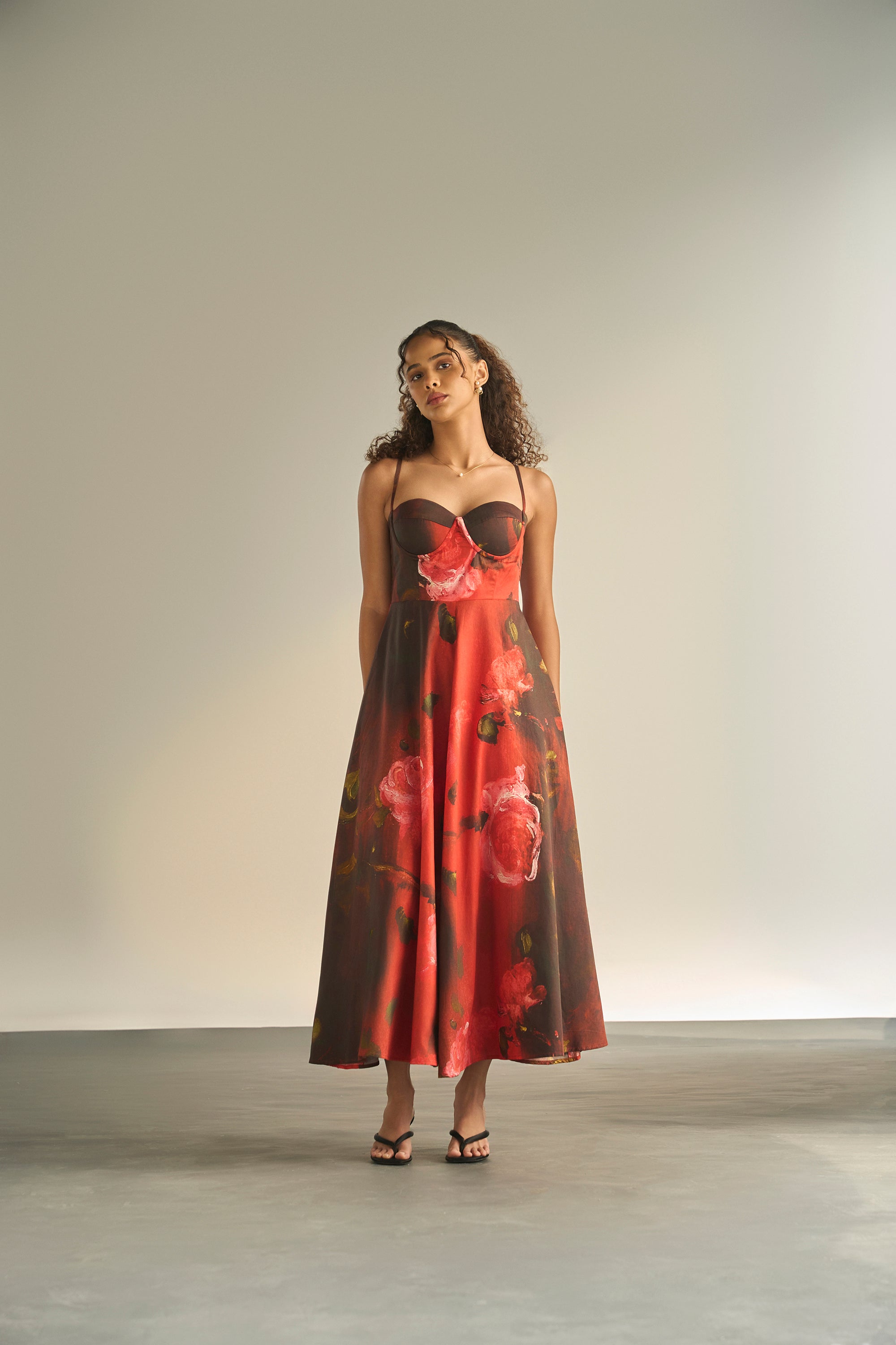 Rubby in Crimson Petals Padded Dress