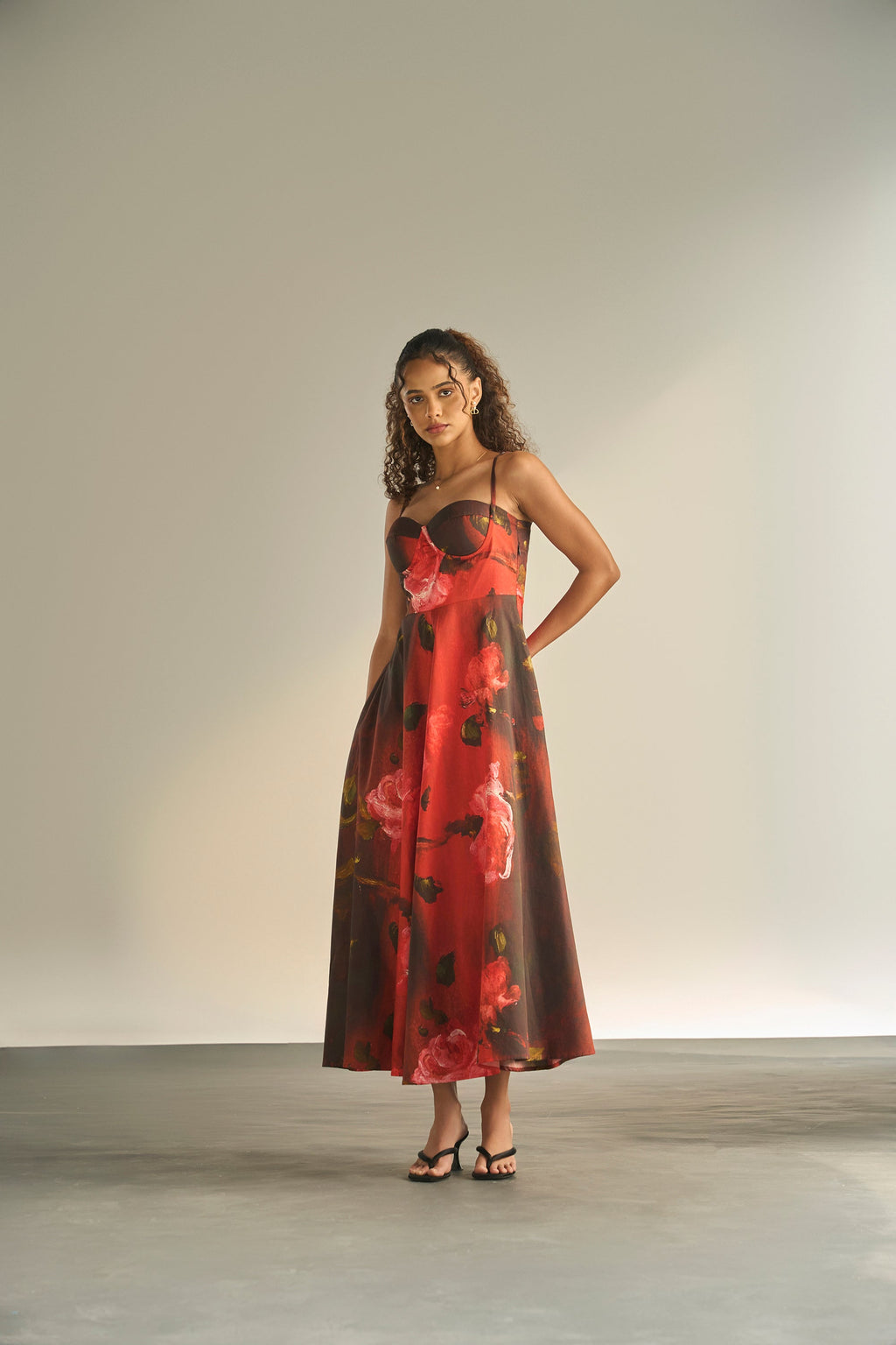 Rubby in Crimson Petals Padded Dress