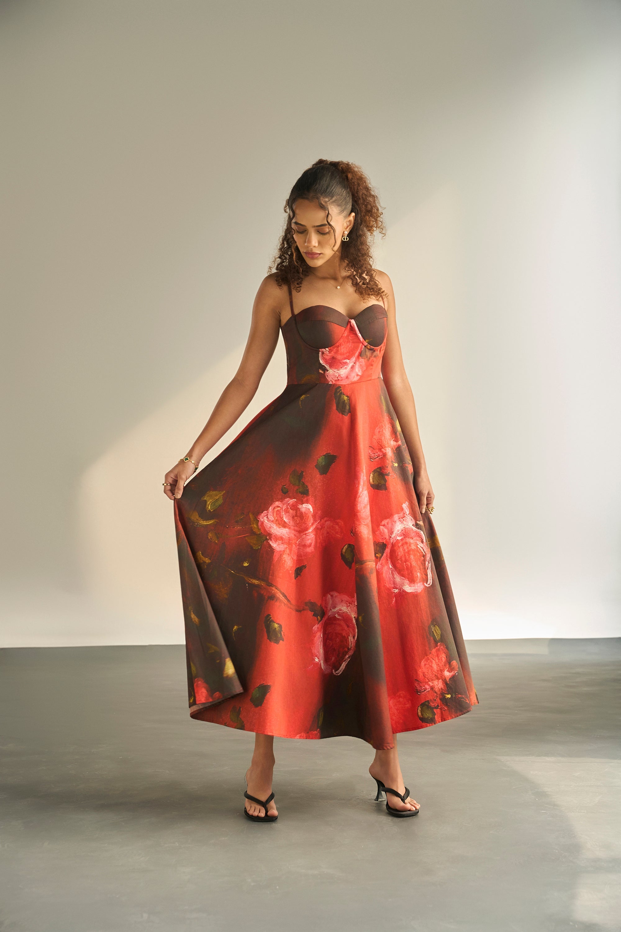 Ragini in Crimson Petals Padded Dress