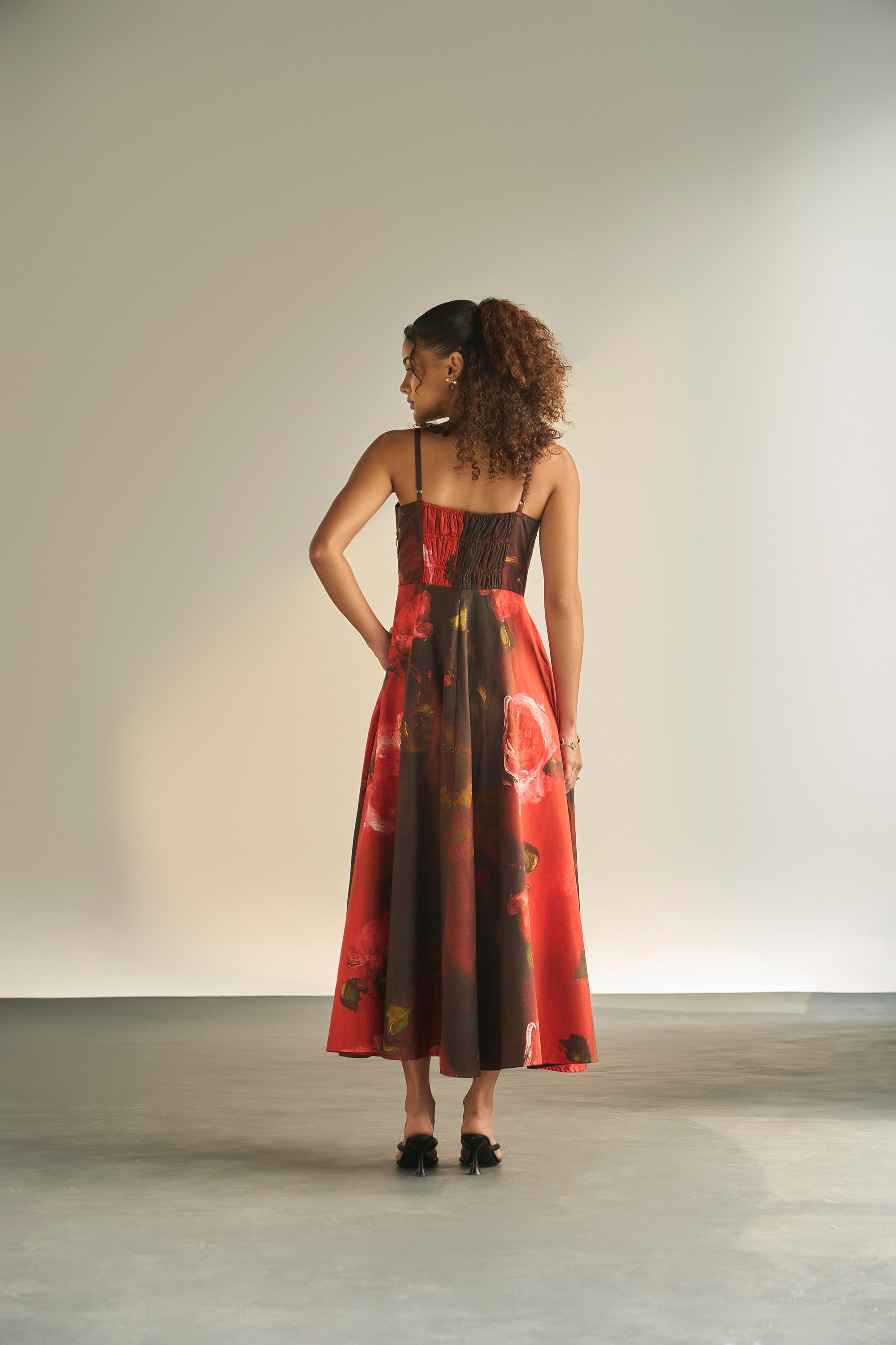 Rubby in Crimson Petals Padded Dress