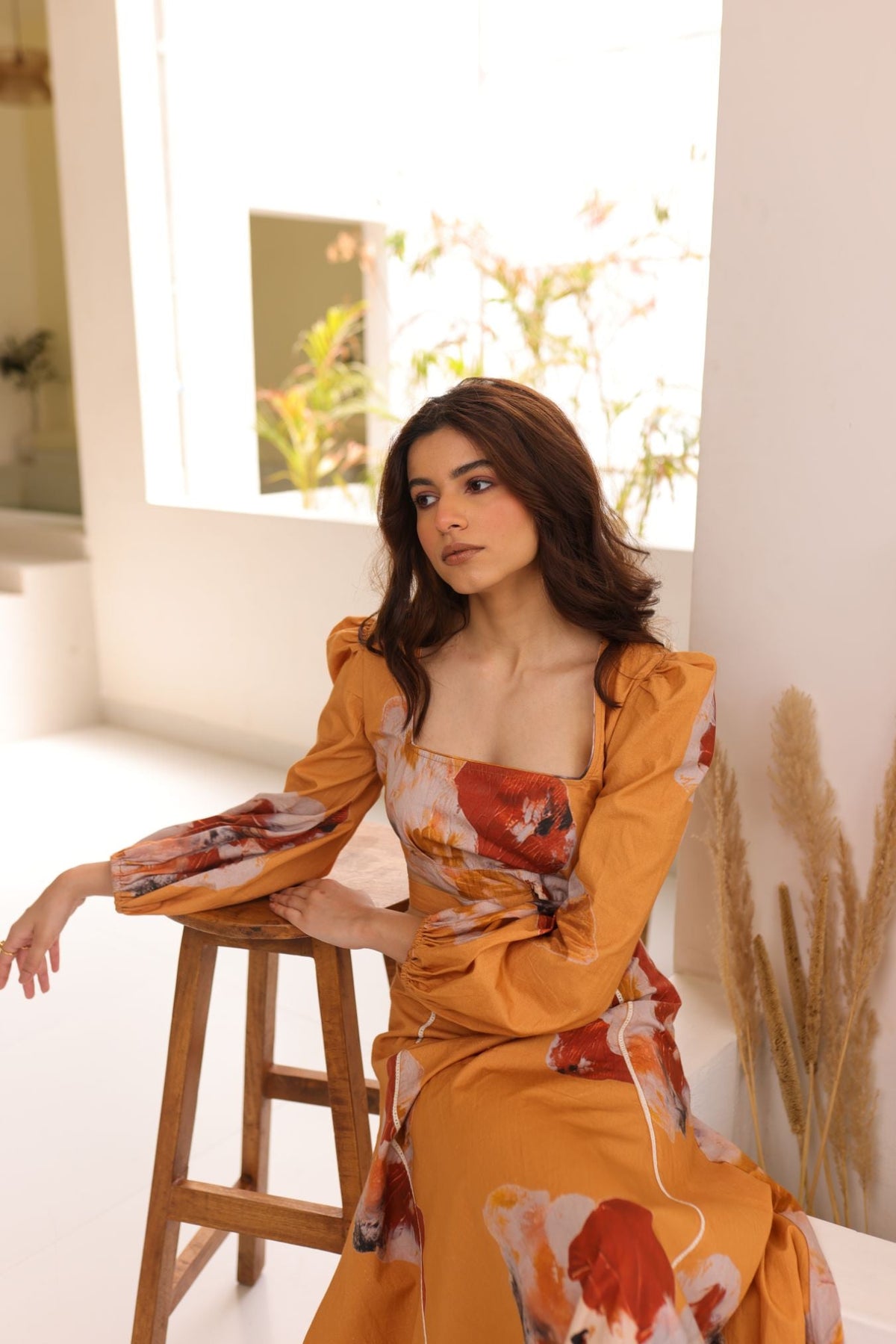 Sustainable fashion maxi dress with retro-inspired silhouette by Thr3letter