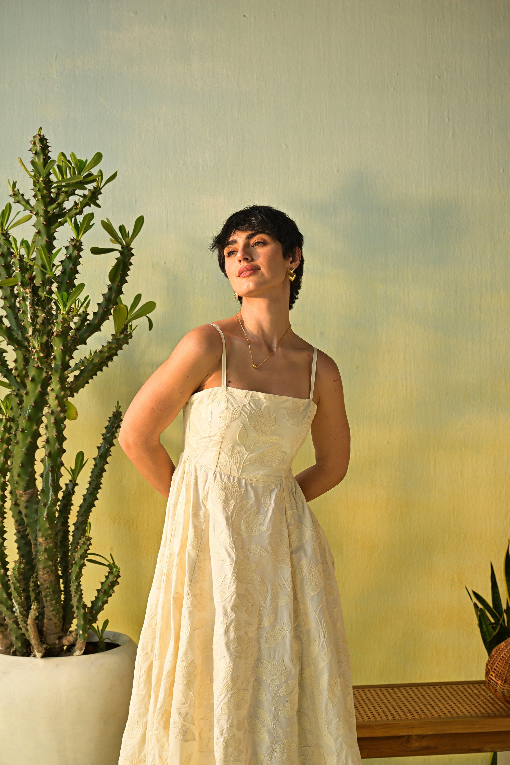 Moonflower Embroidered Flare Maxi
