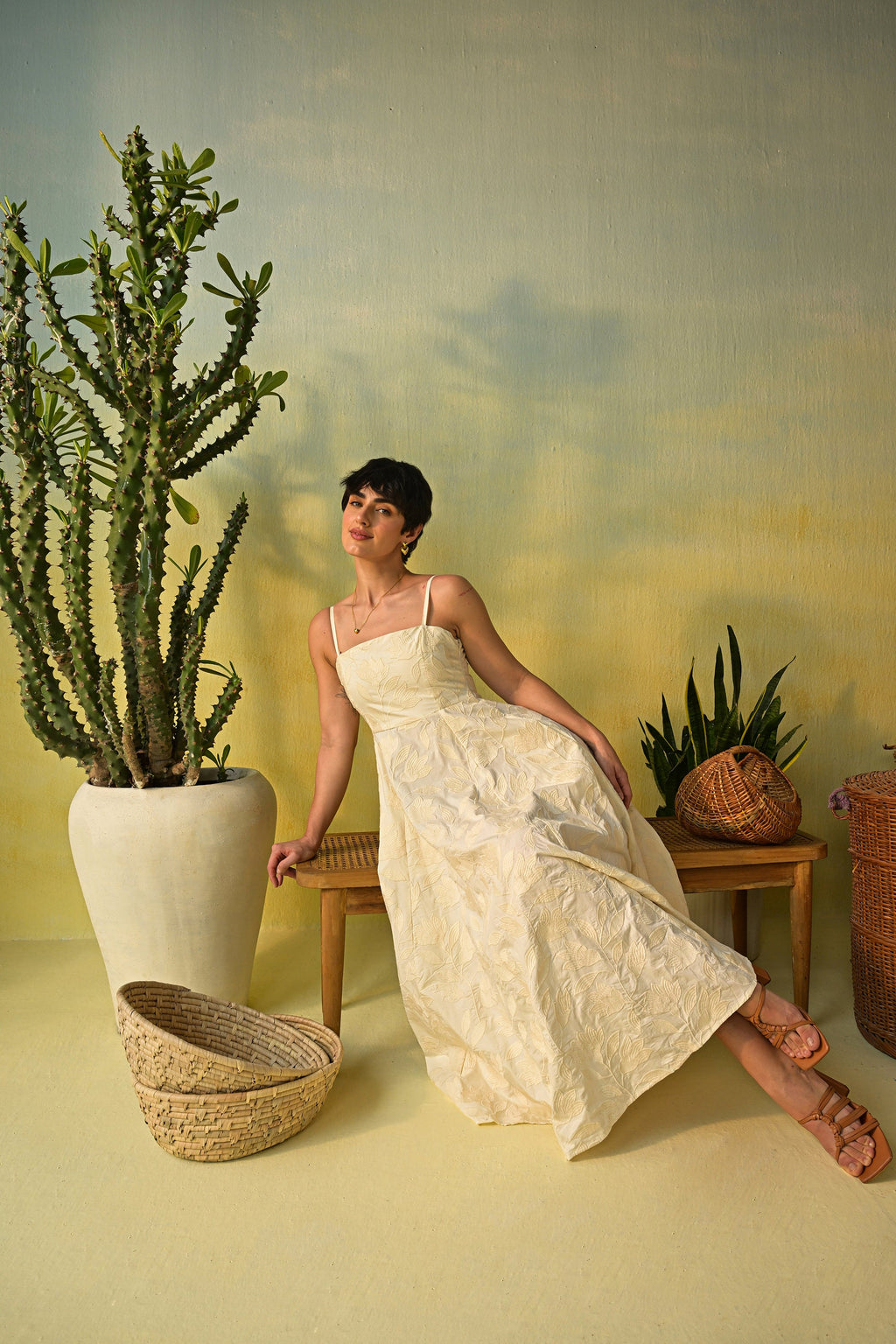 Moonflower Embroidered Flare Maxi