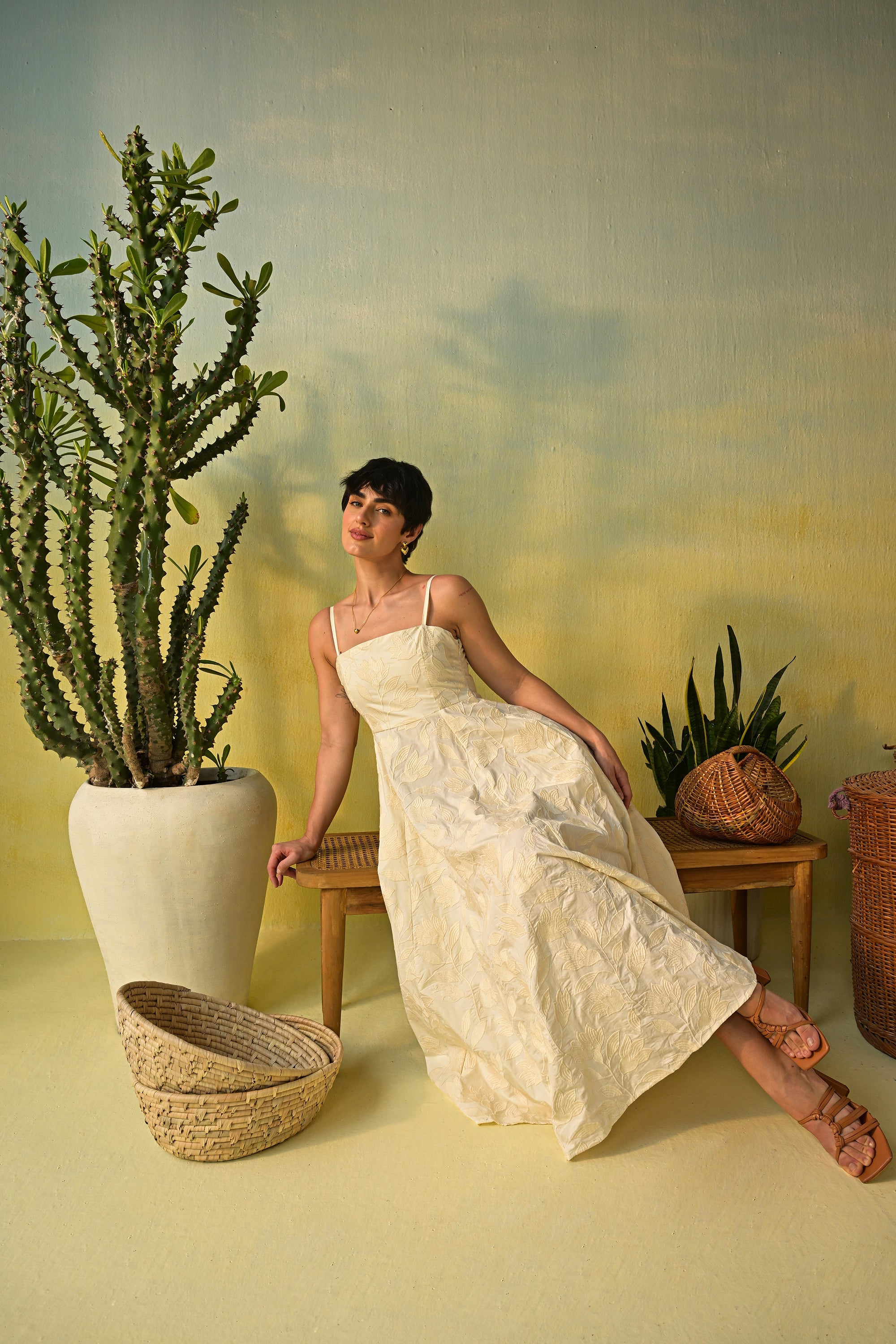 Moonflower Embroidered Flare Maxi