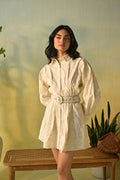 Moonflower – Embroidered Mini Shirt Dress