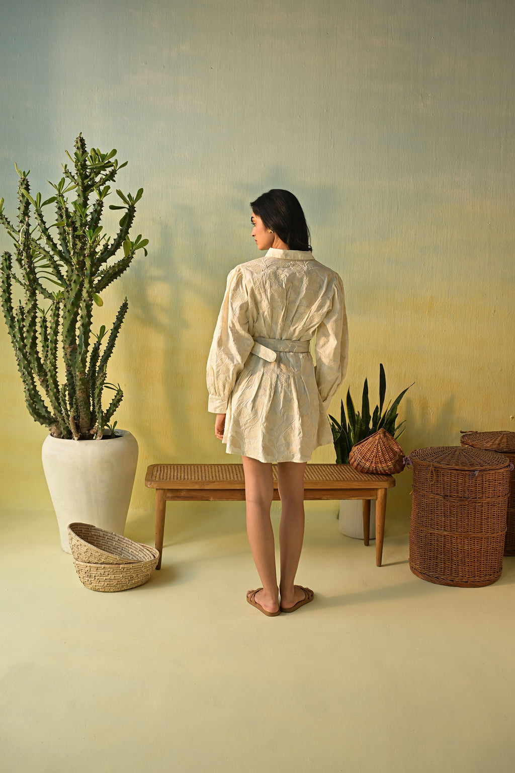 Moonflower – Embroidered Mini Shirt Dress