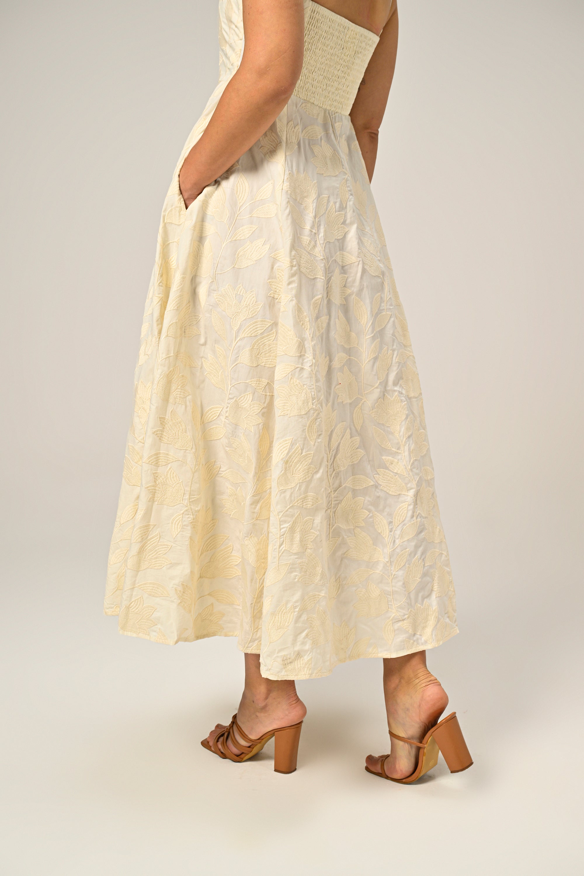 Moonflower Embroidered Flare Maxi