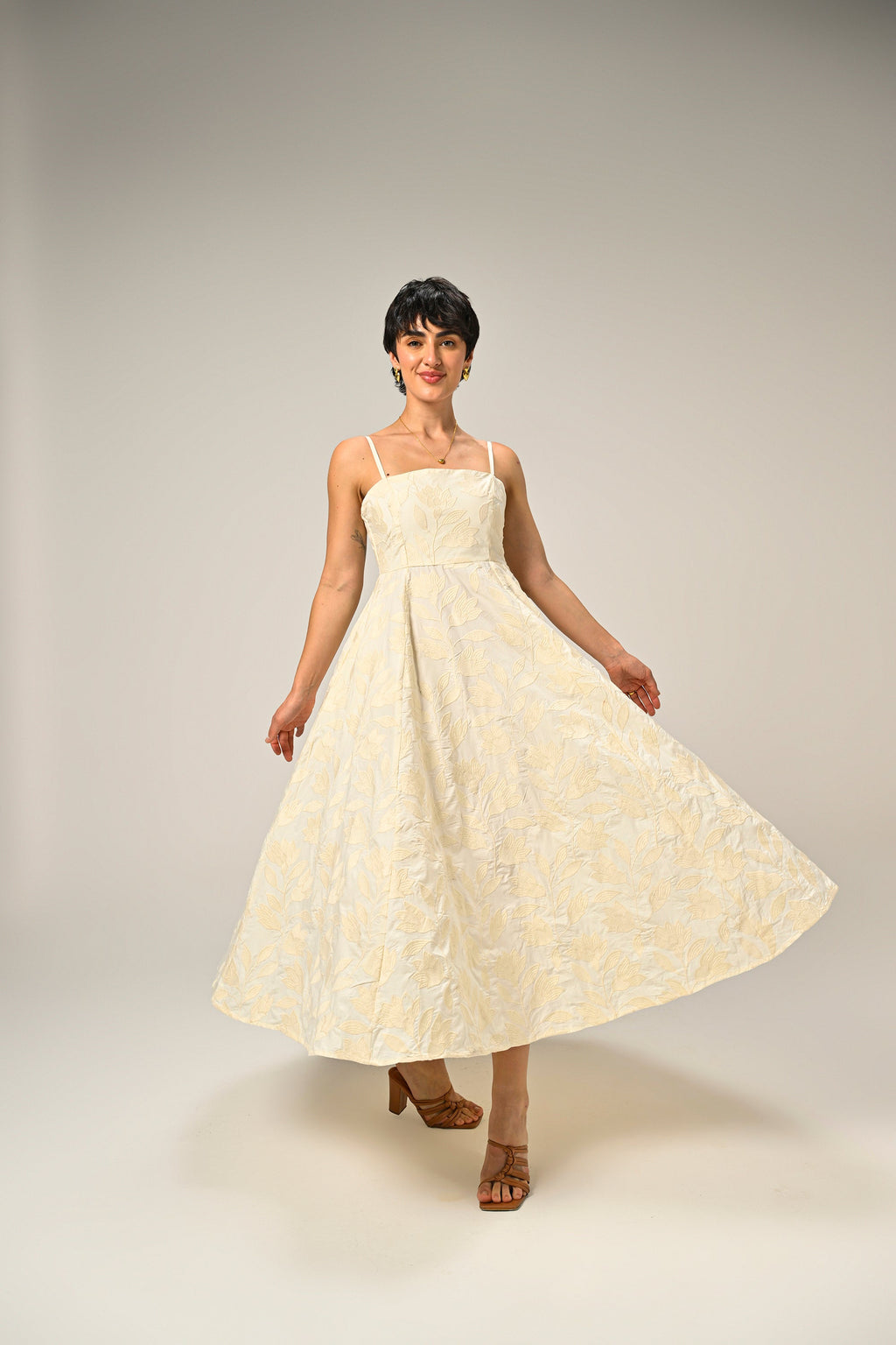Moonflower Embroidered Flare Maxi
