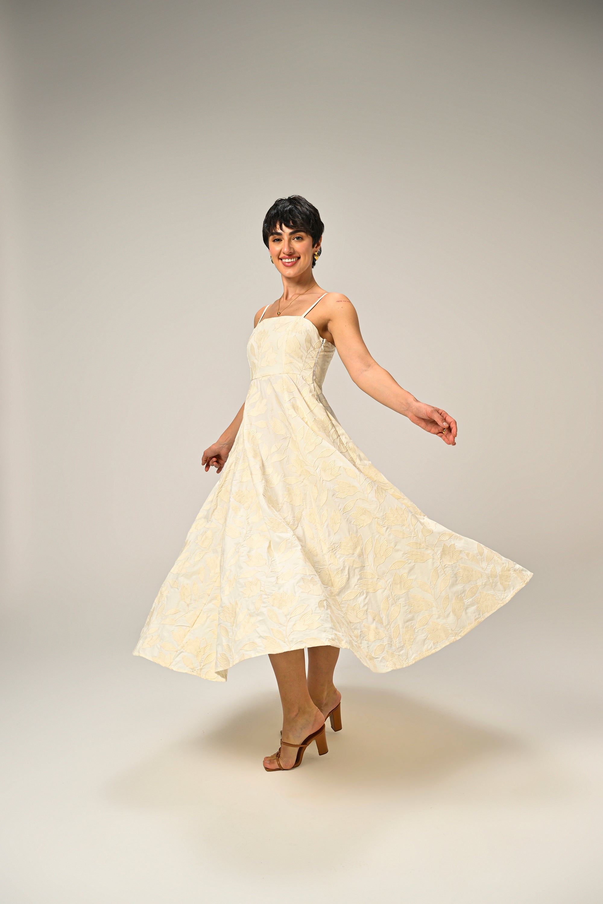 Moonflower Embroidered Flare Maxi