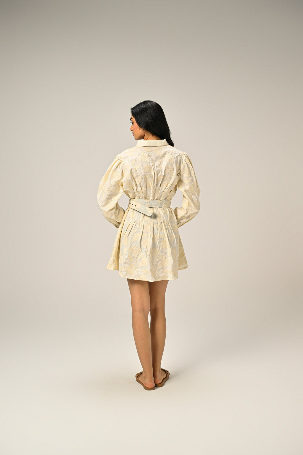 Moonflower – Embroidered Mini Shirt Dress