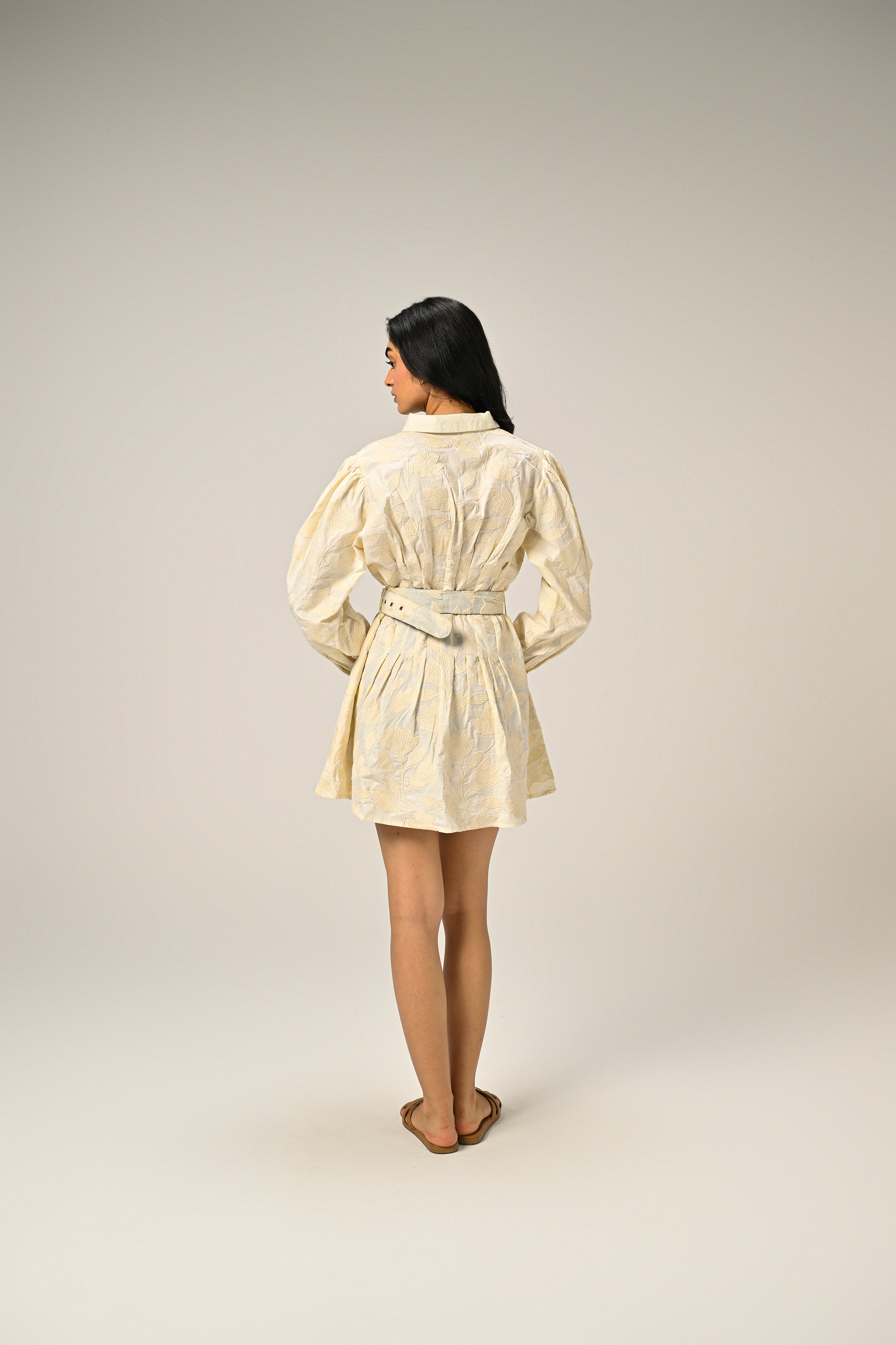 Moonflower – Embroidered Mini Shirt Dress