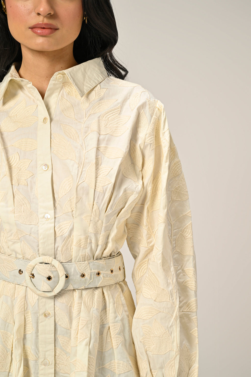 Moonflower – Embroidered Mini Shirt Dress