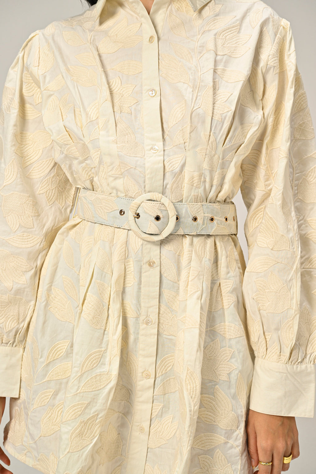 Moonflower – Embroidered Mini Shirt Dress