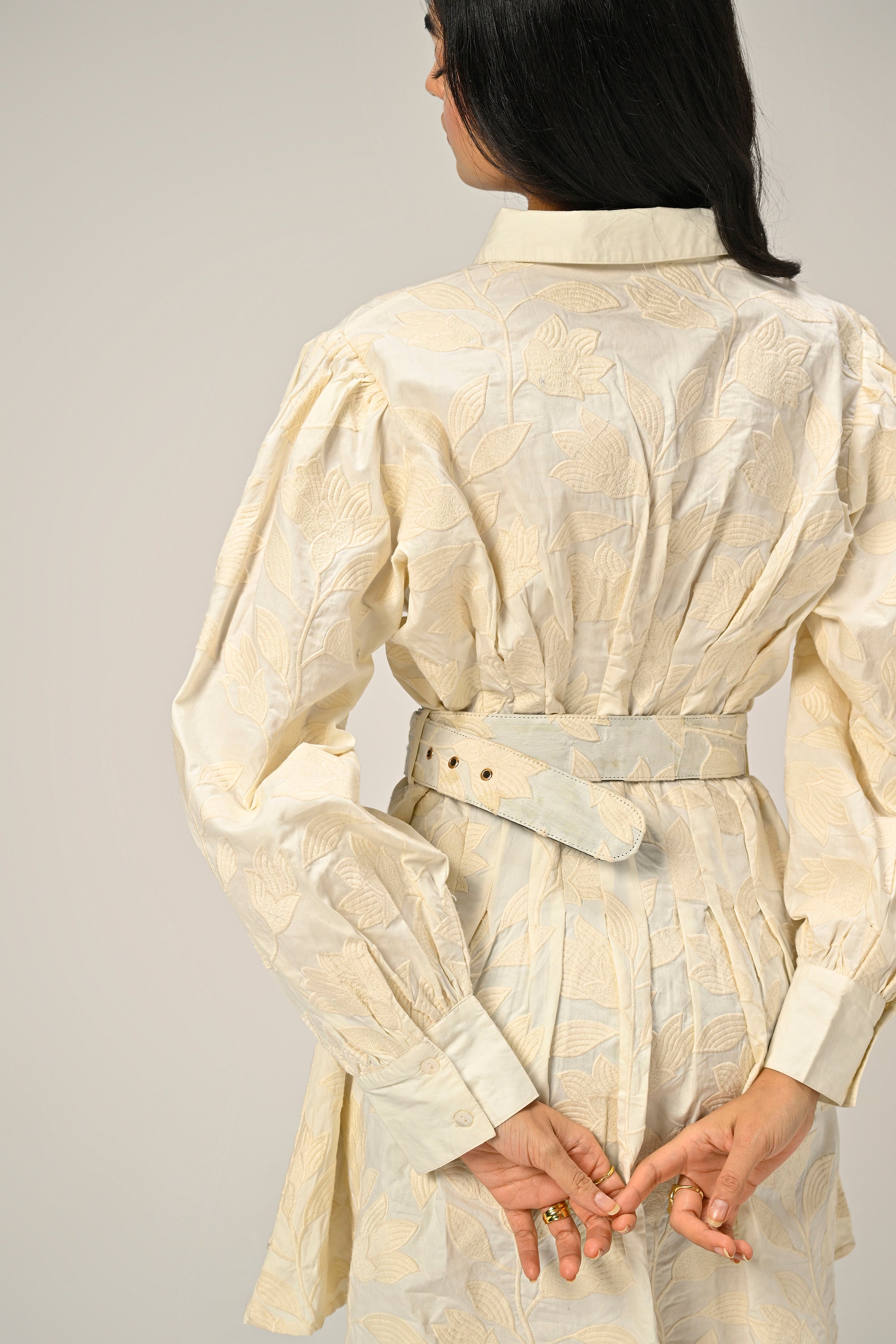 Moonflower – Embroidered Mini Shirt Dress