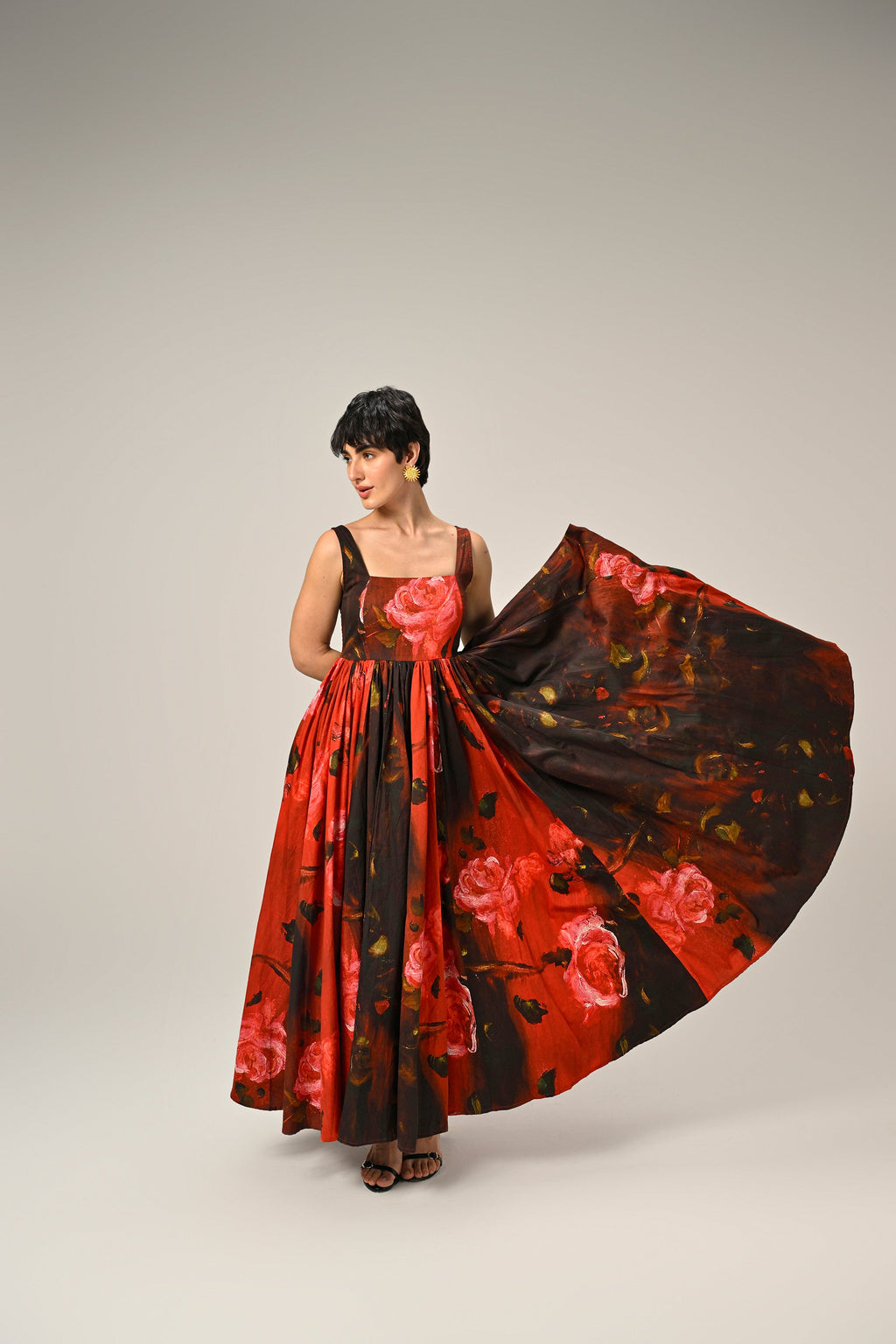 Crimson Bloom Maxi Dress