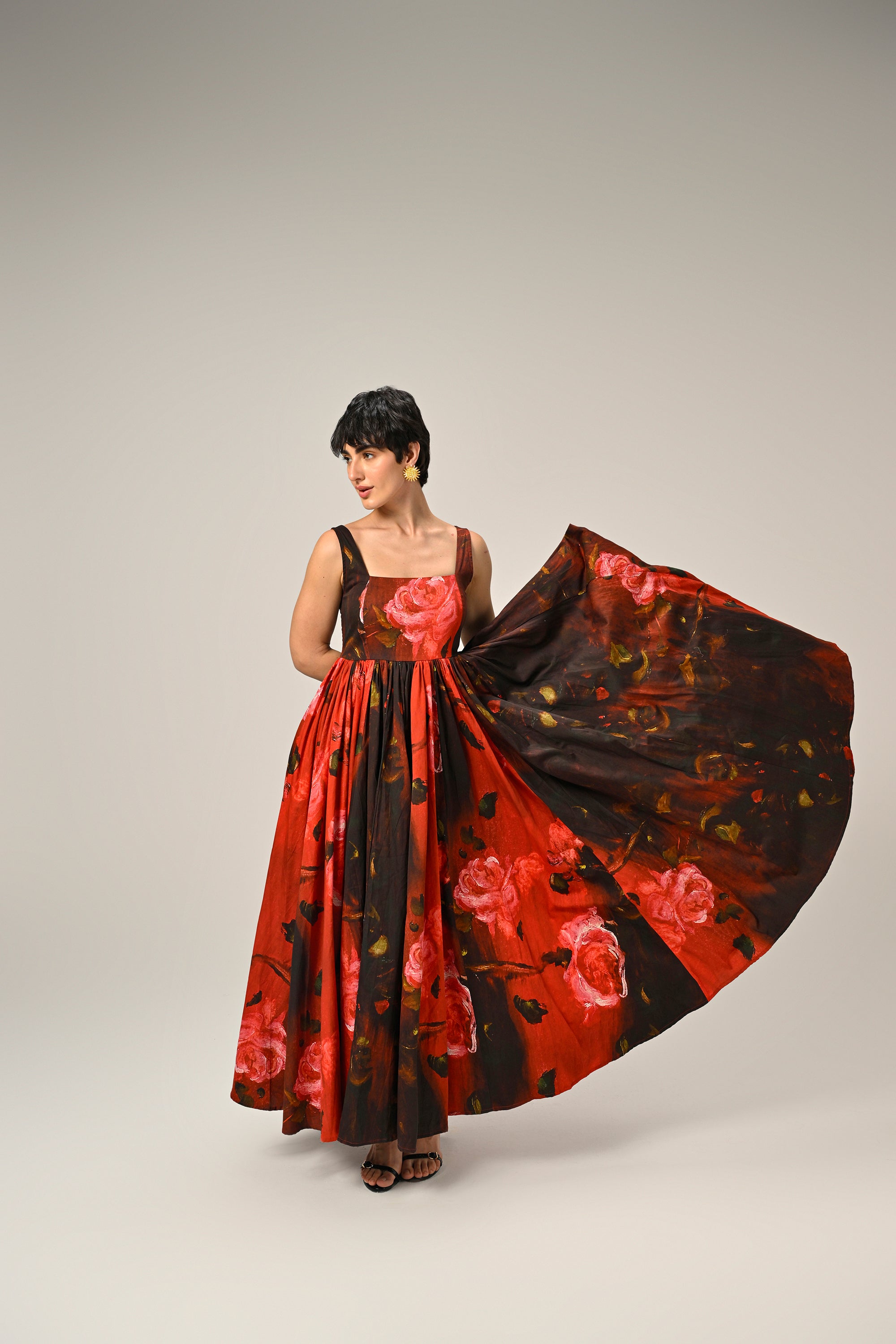 Crimson Bloom Maxi Dress
