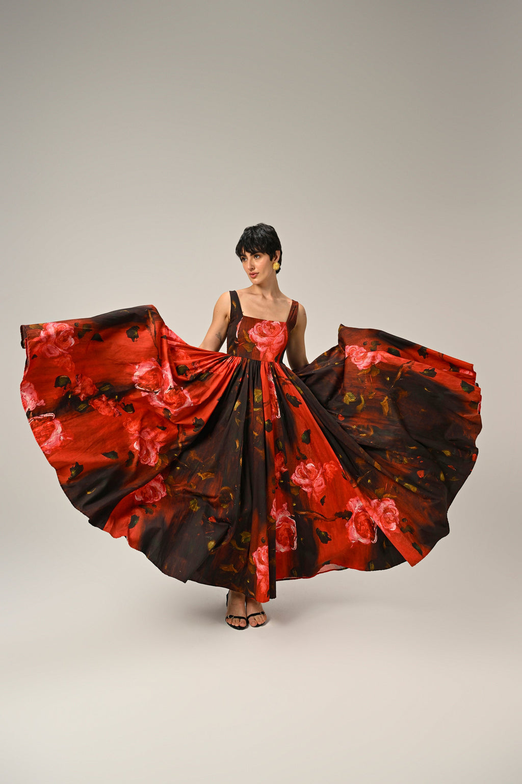 Crimson Bloom Maxi Dress