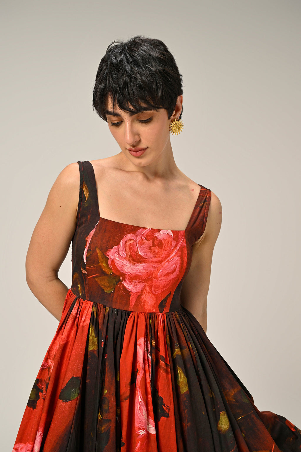 Crimson Bloom Maxi Dress