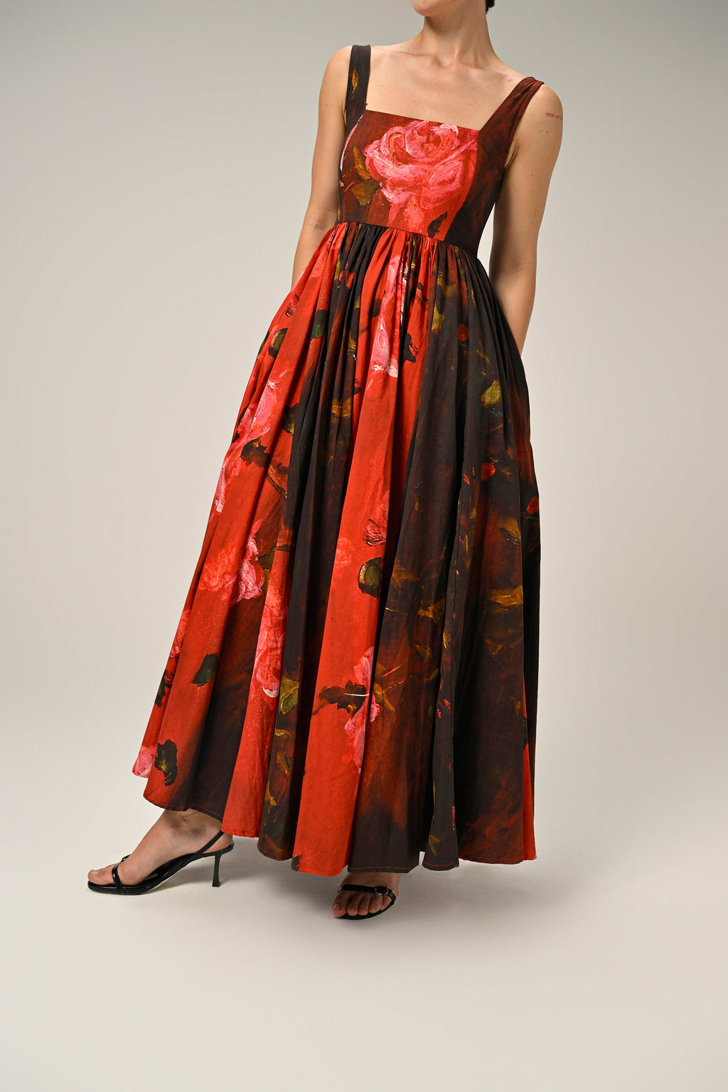 Crimson Bloom Maxi Dress