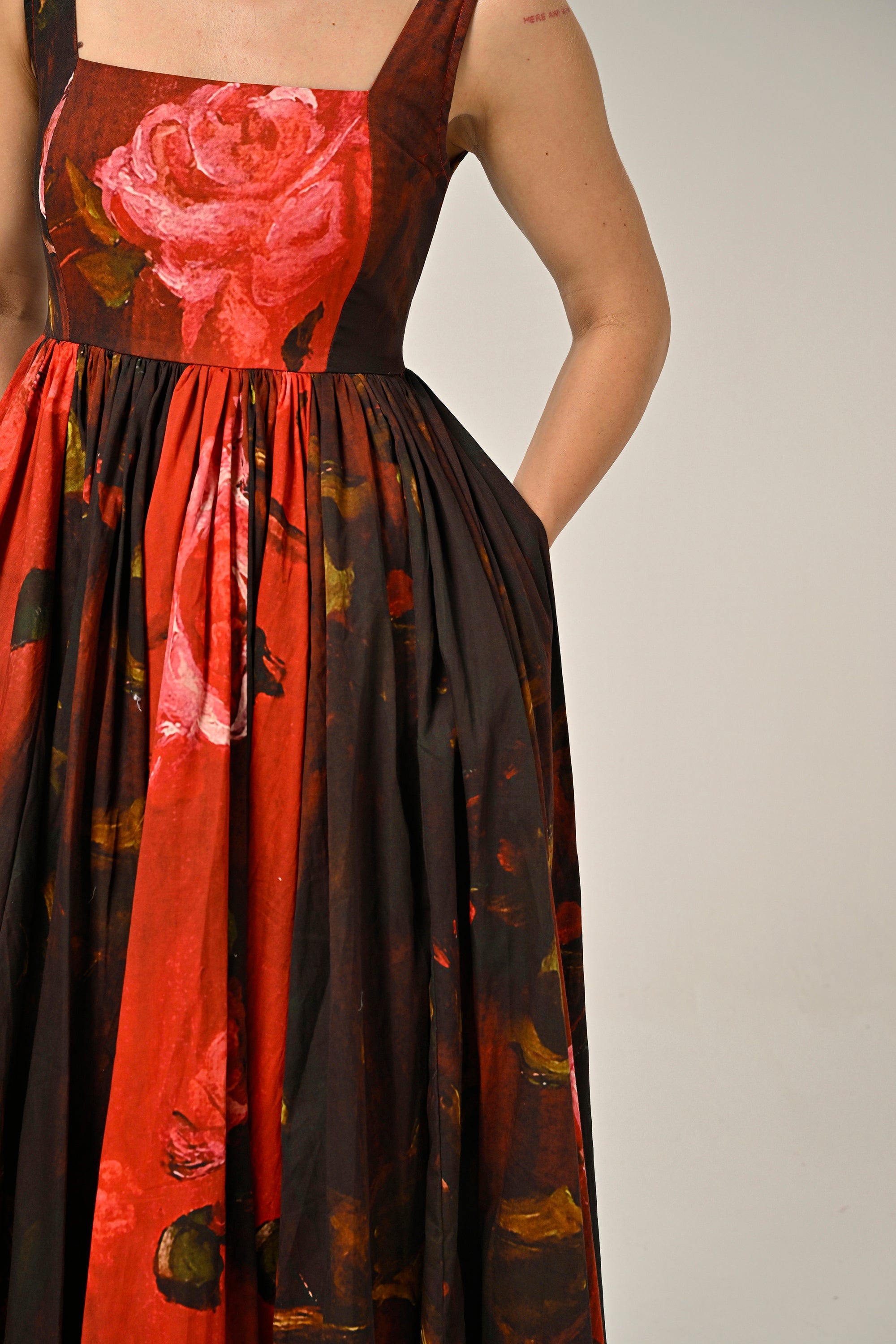 Crimson Bloom Maxi Dress