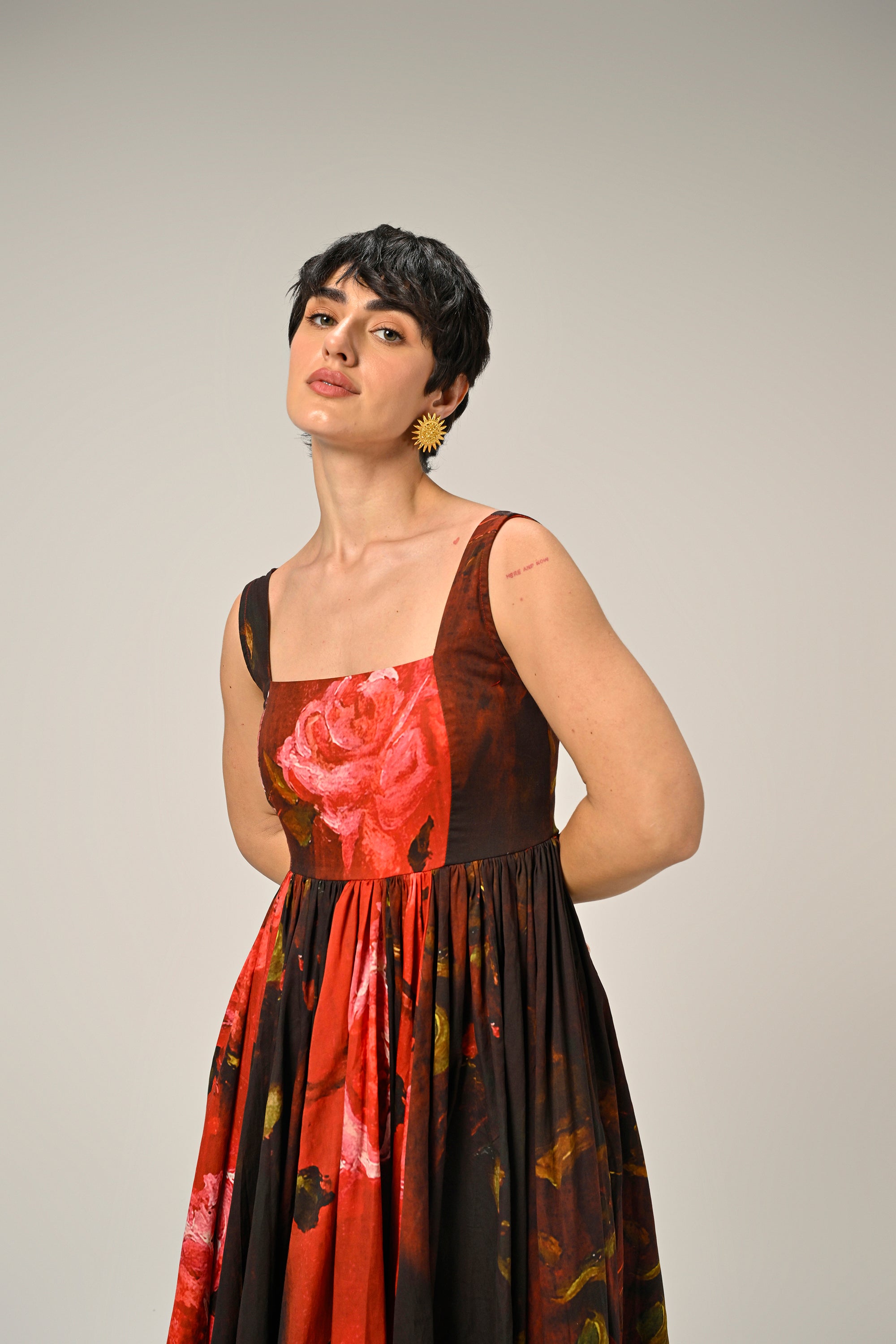 Crimson Bloom Maxi Dress