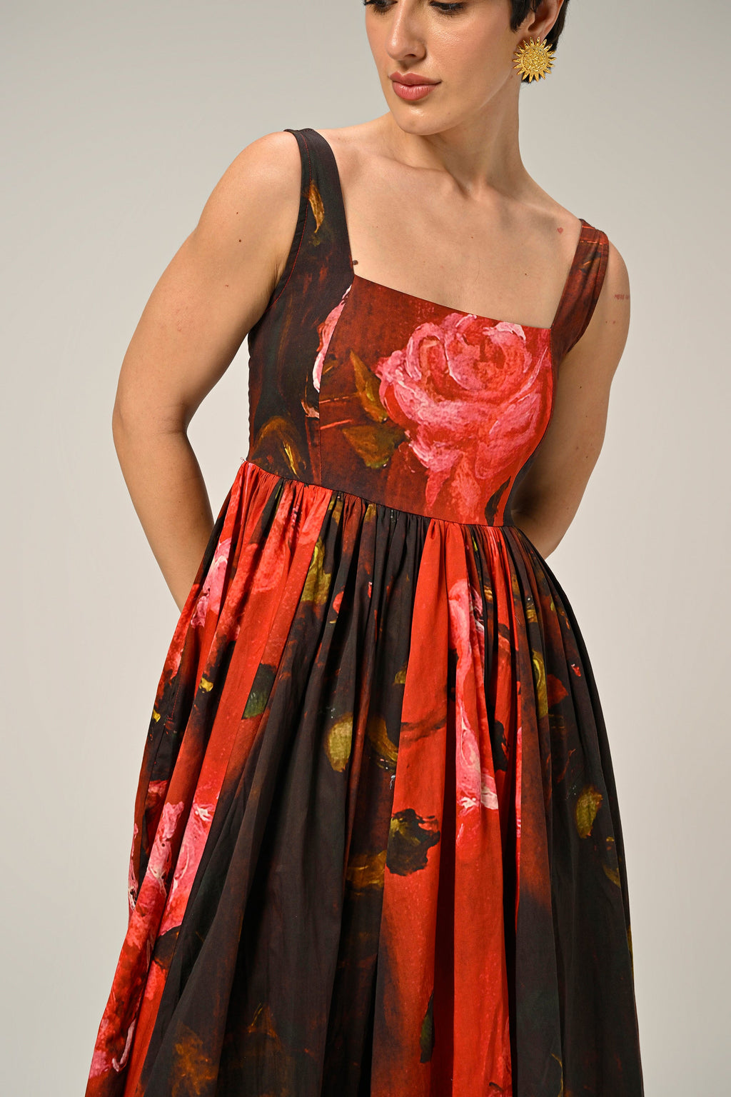 Crimson Bloom Maxi Dress