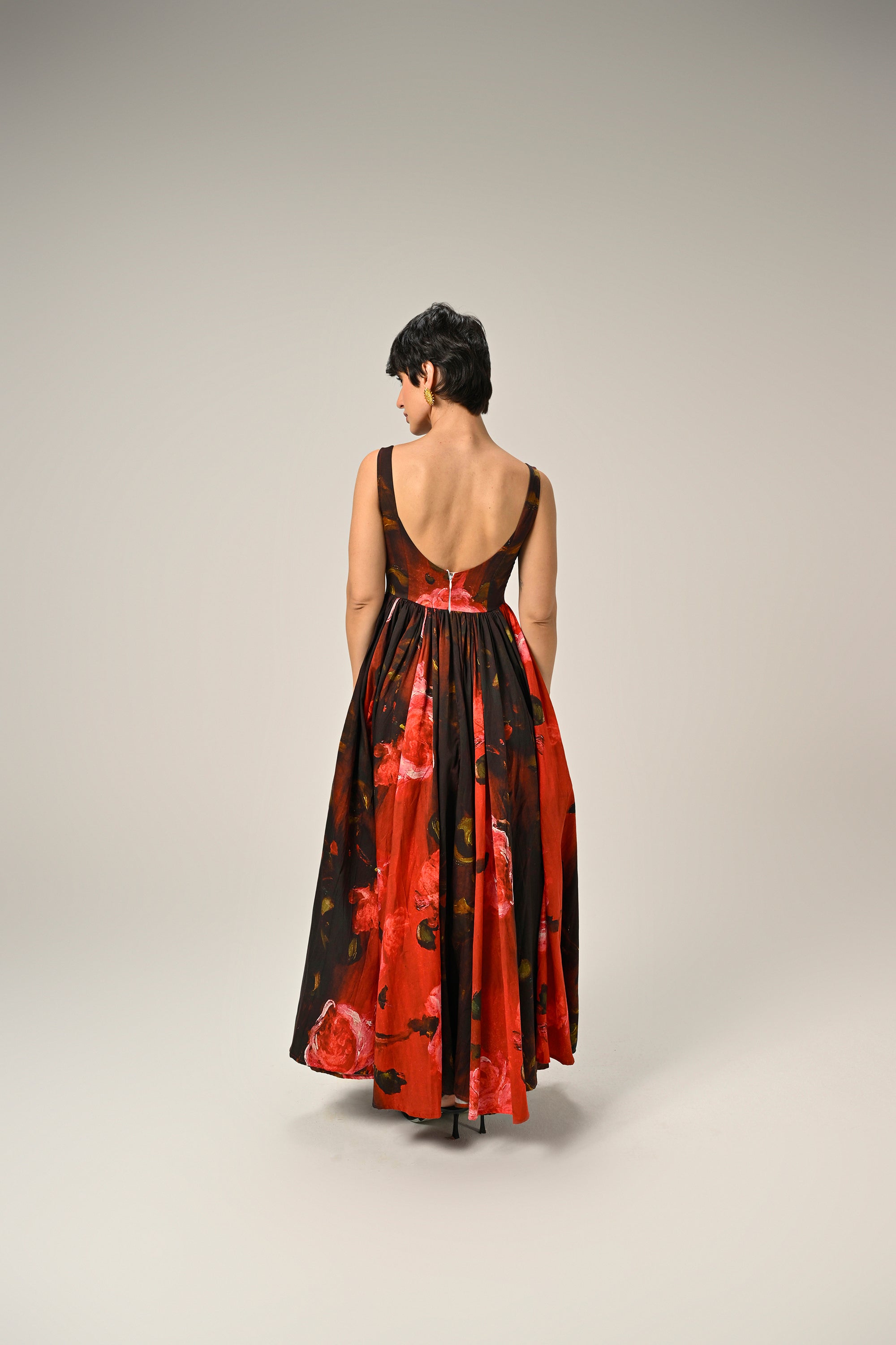 Crimson Bloom Maxi Dress