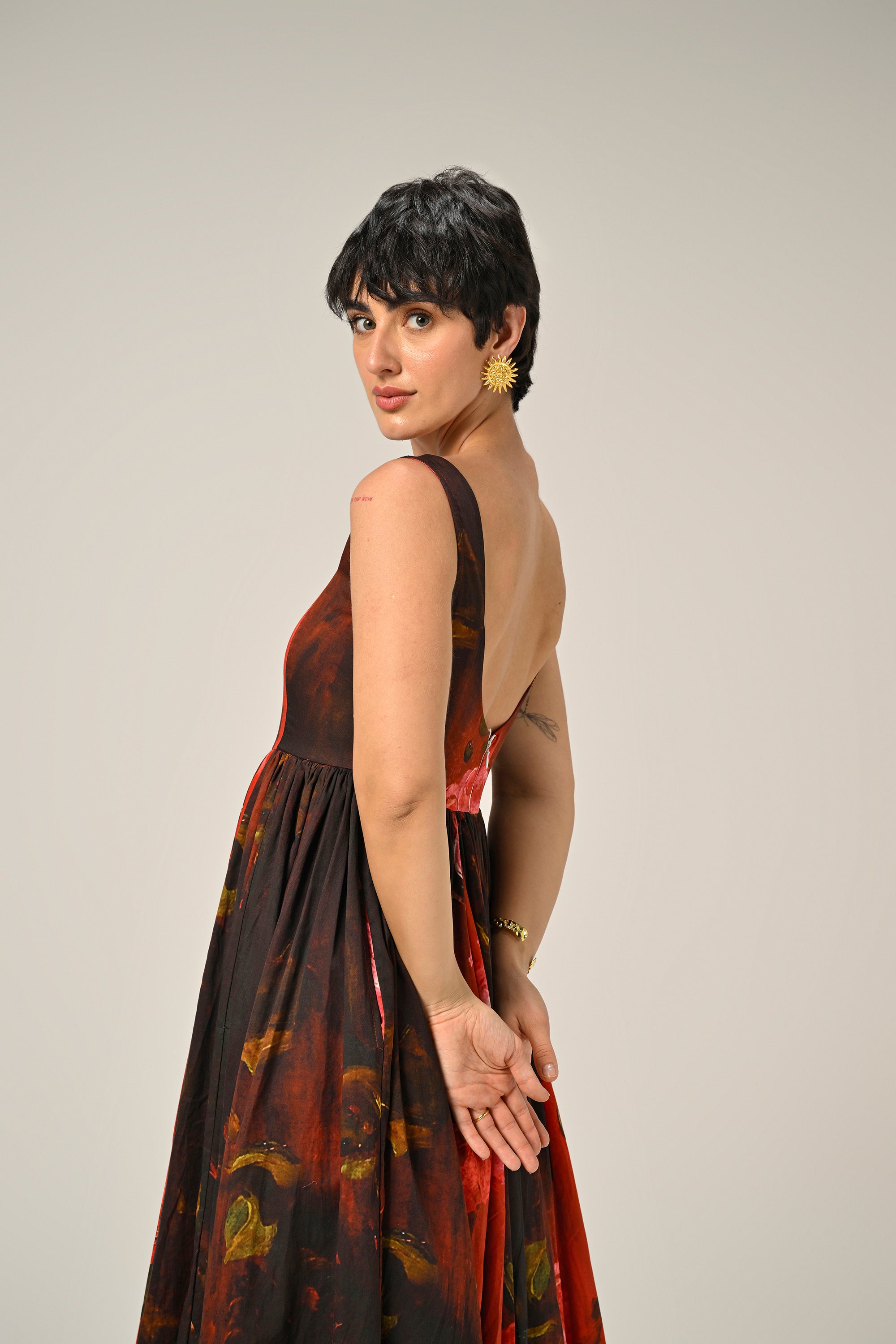 Crimson Bloom Maxi Dress
