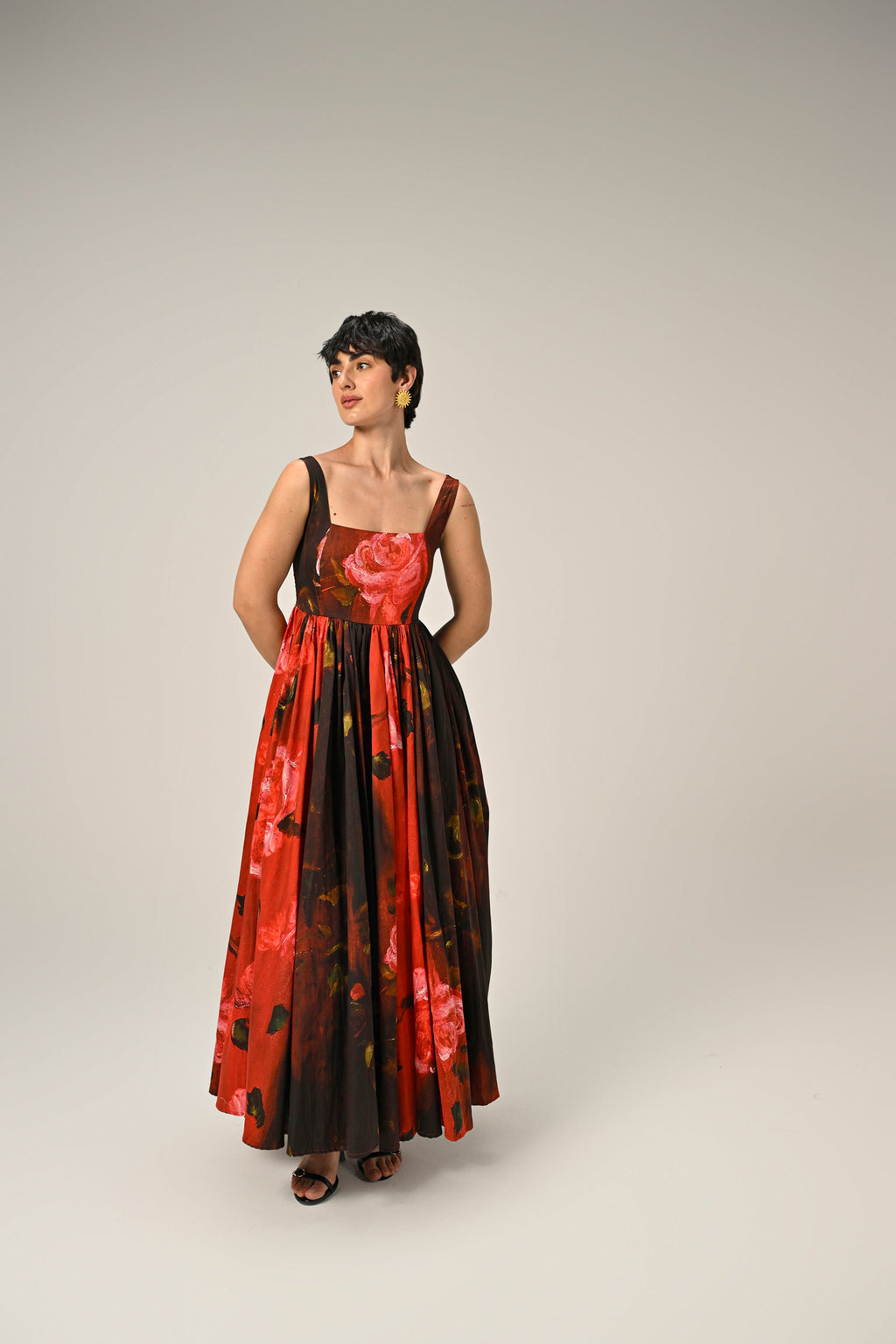 Crimson Bloom Maxi Dress