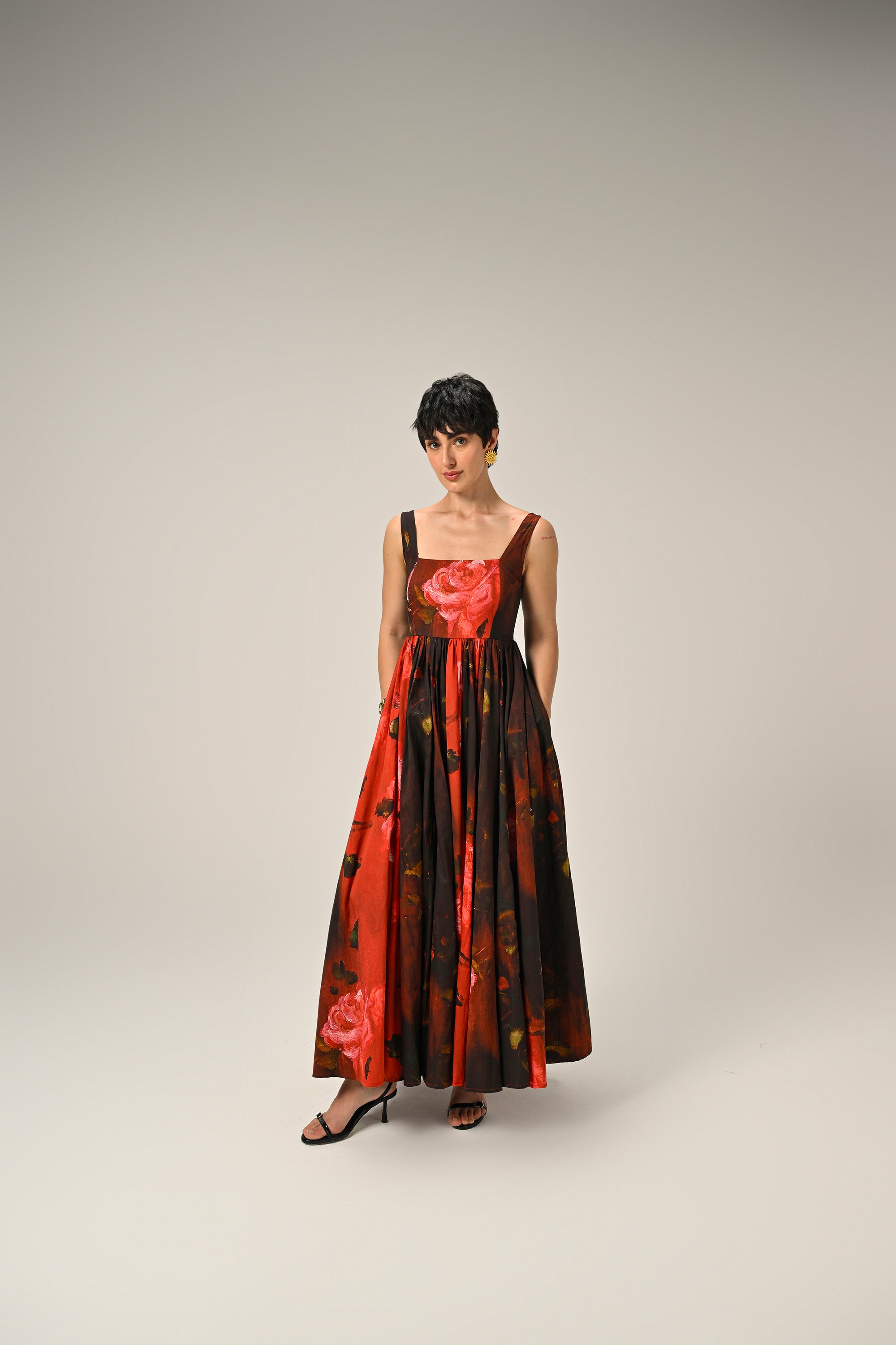 Crimson Bloom Maxi Dress