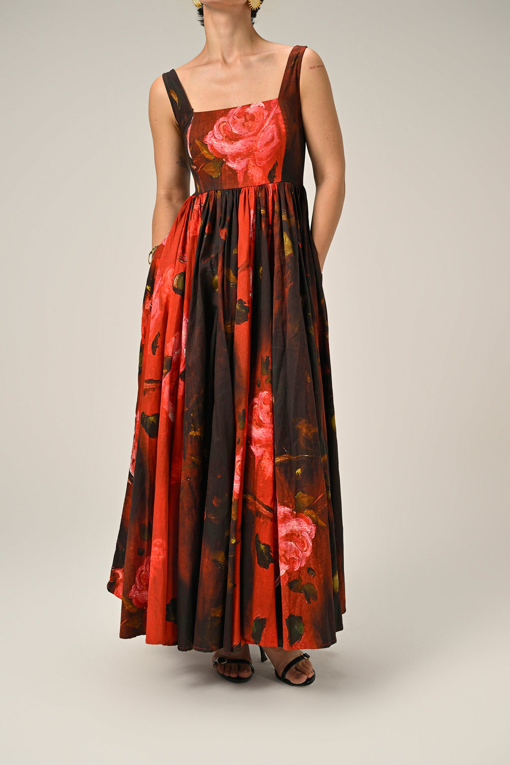 Crimson Bloom Maxi Dress