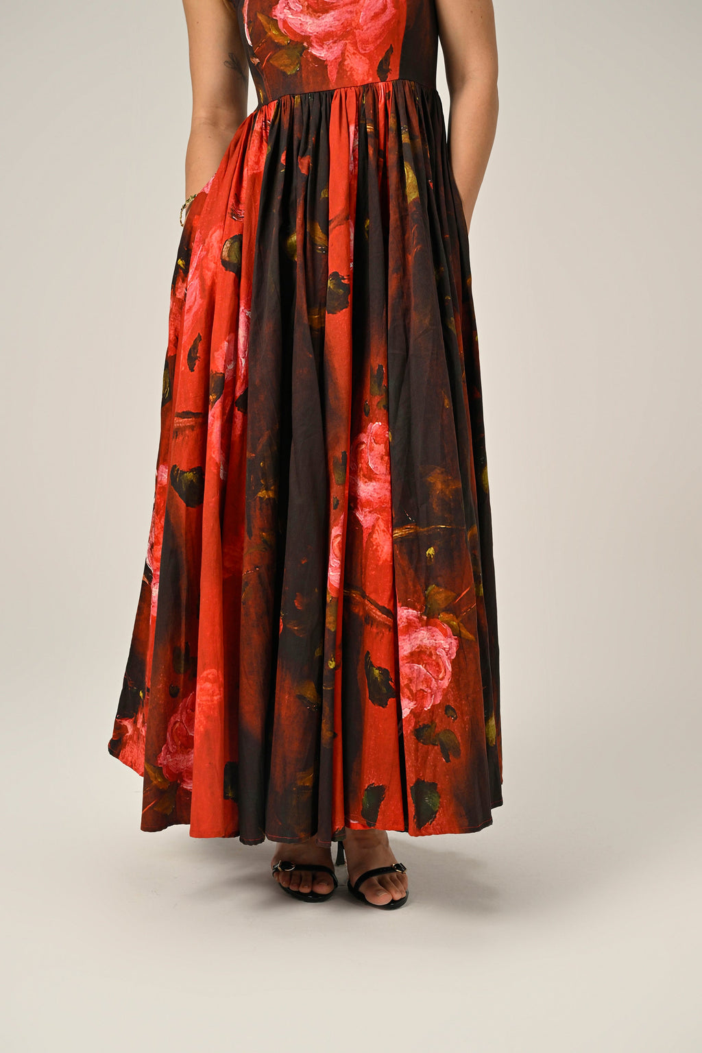 Crimson Bloom Maxi Dress