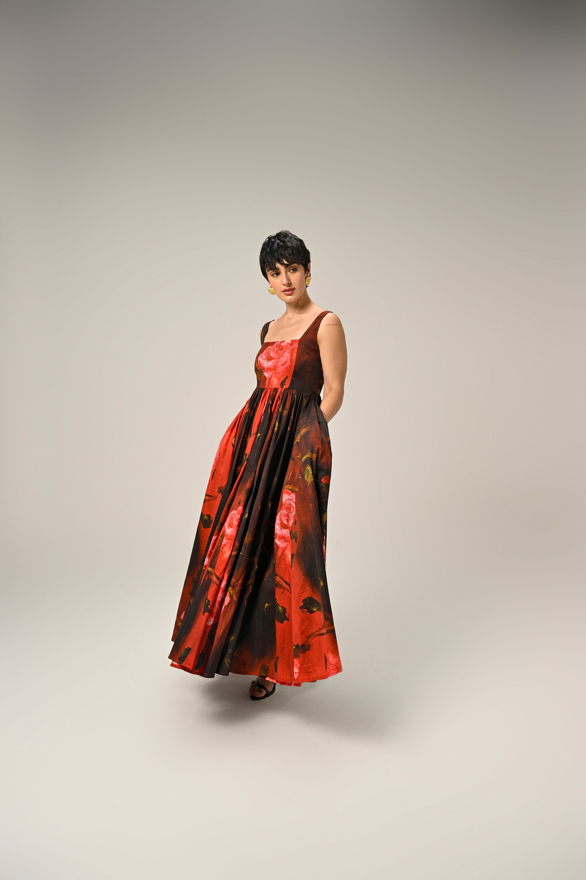 Crimson Bloom Maxi Dress