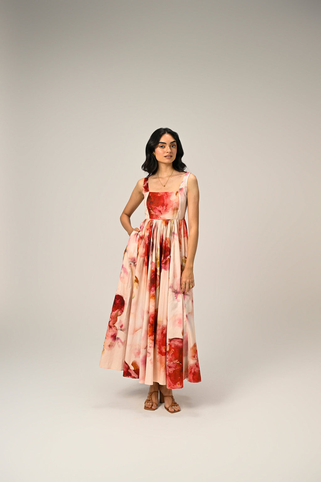 Rosé Mist Painterly Maxi Dress