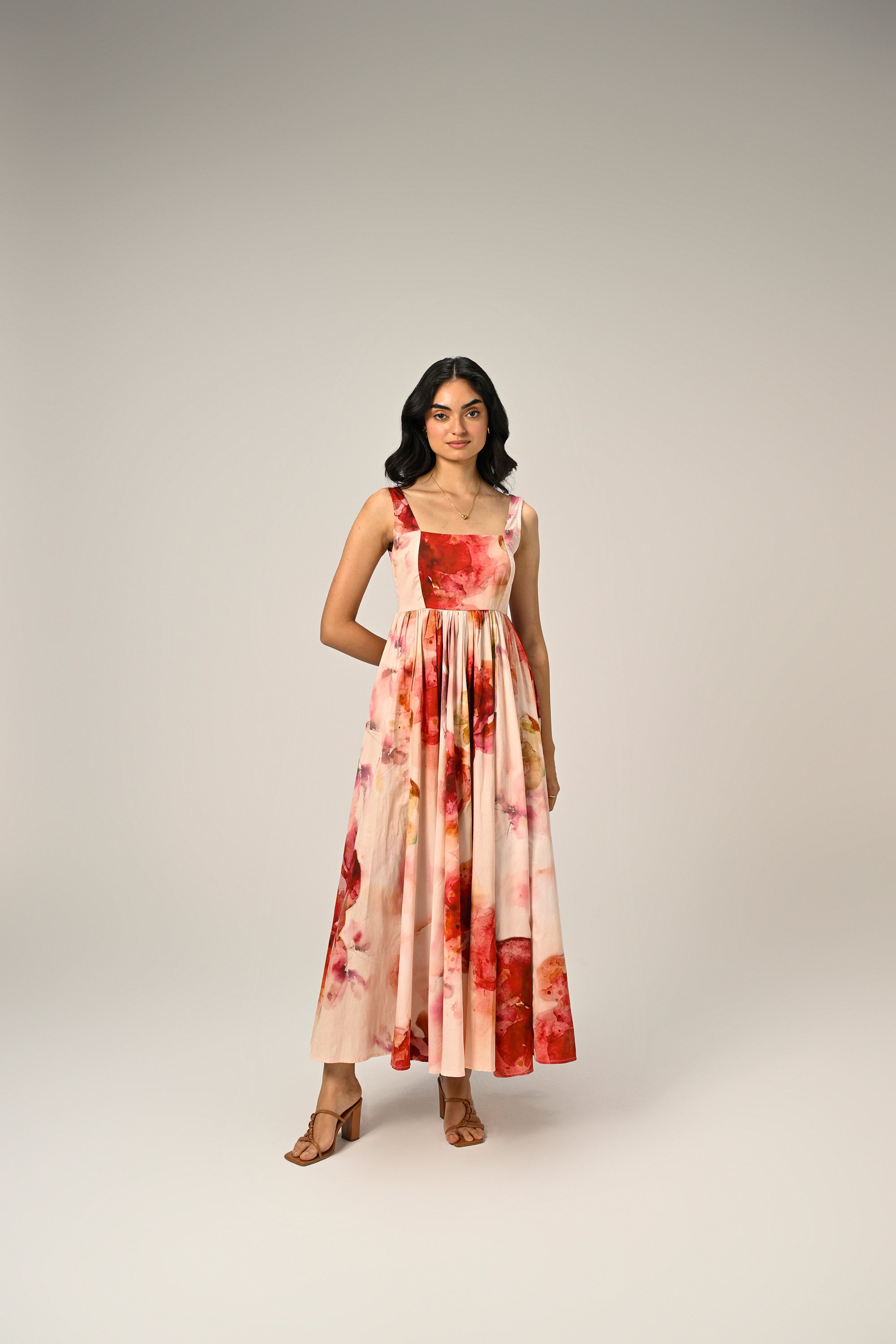 Rosé Mist Painterly Maxi Dress