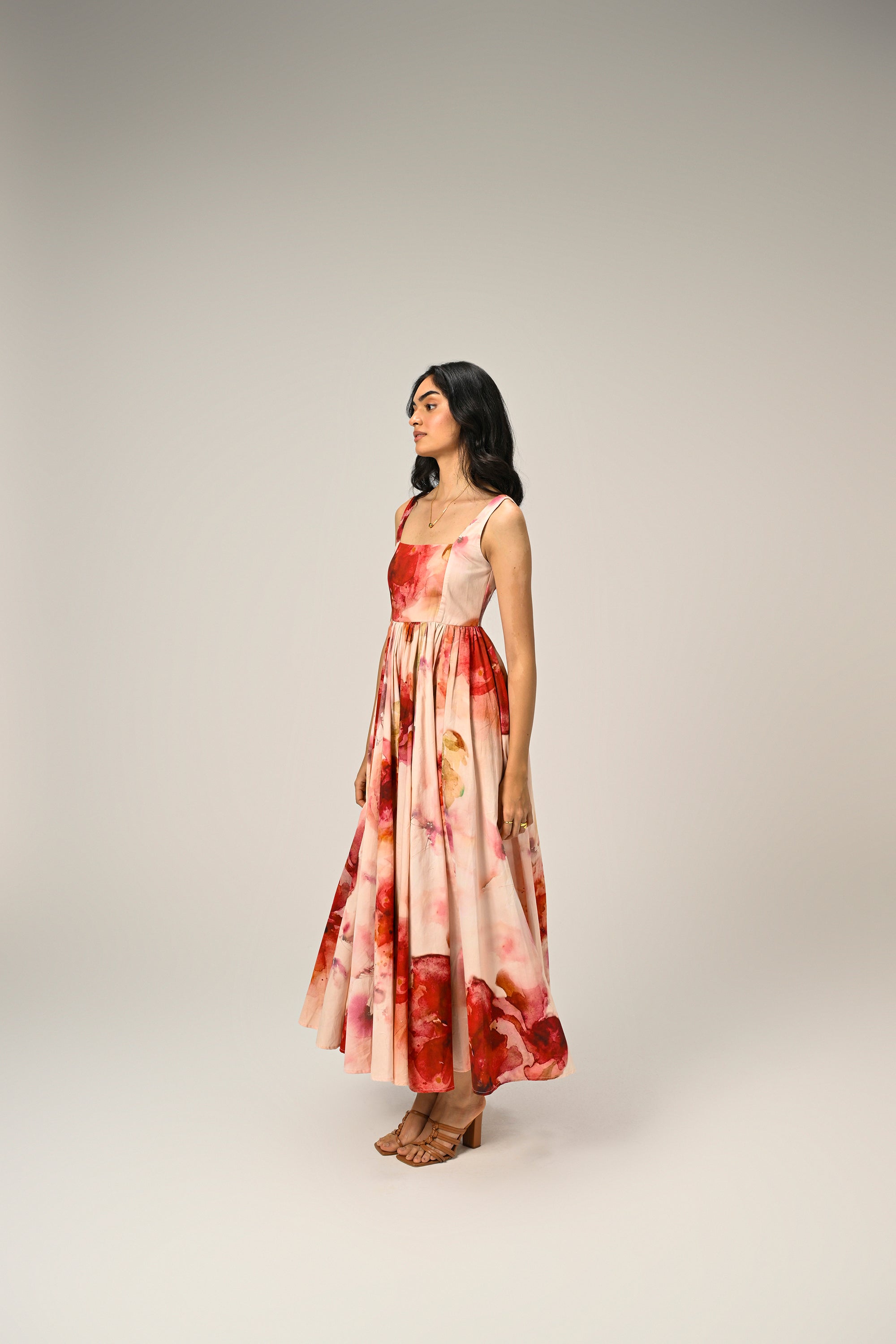 Rosé Mist Painterly Maxi Dress