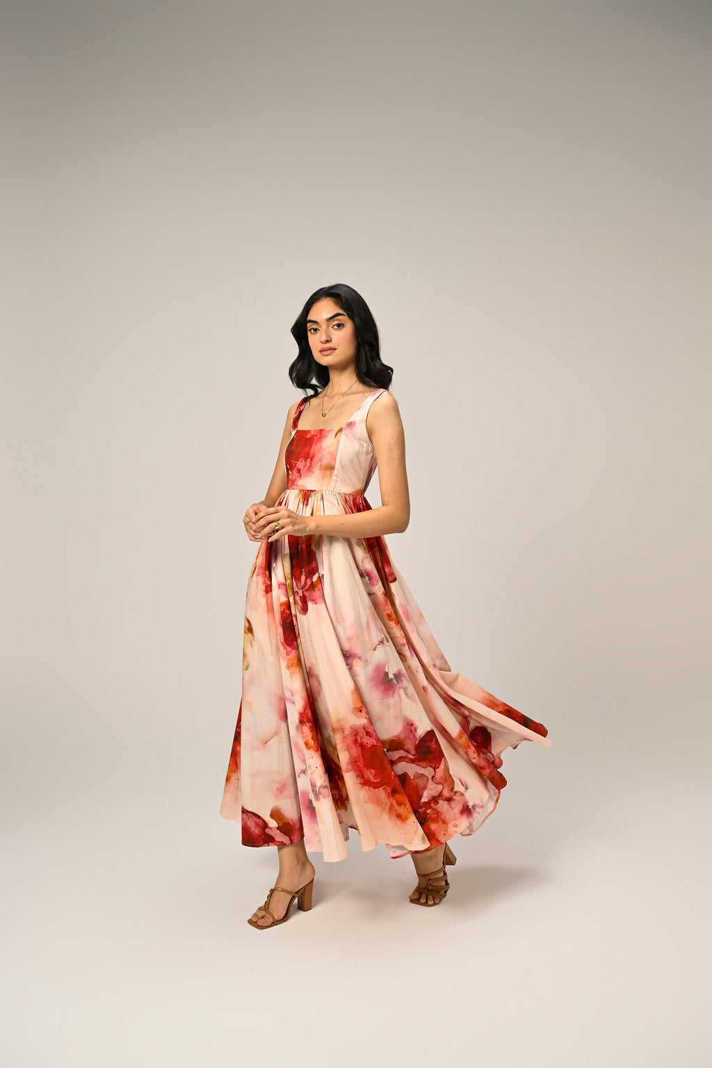 Rosé Mist Painterly Maxi Dress