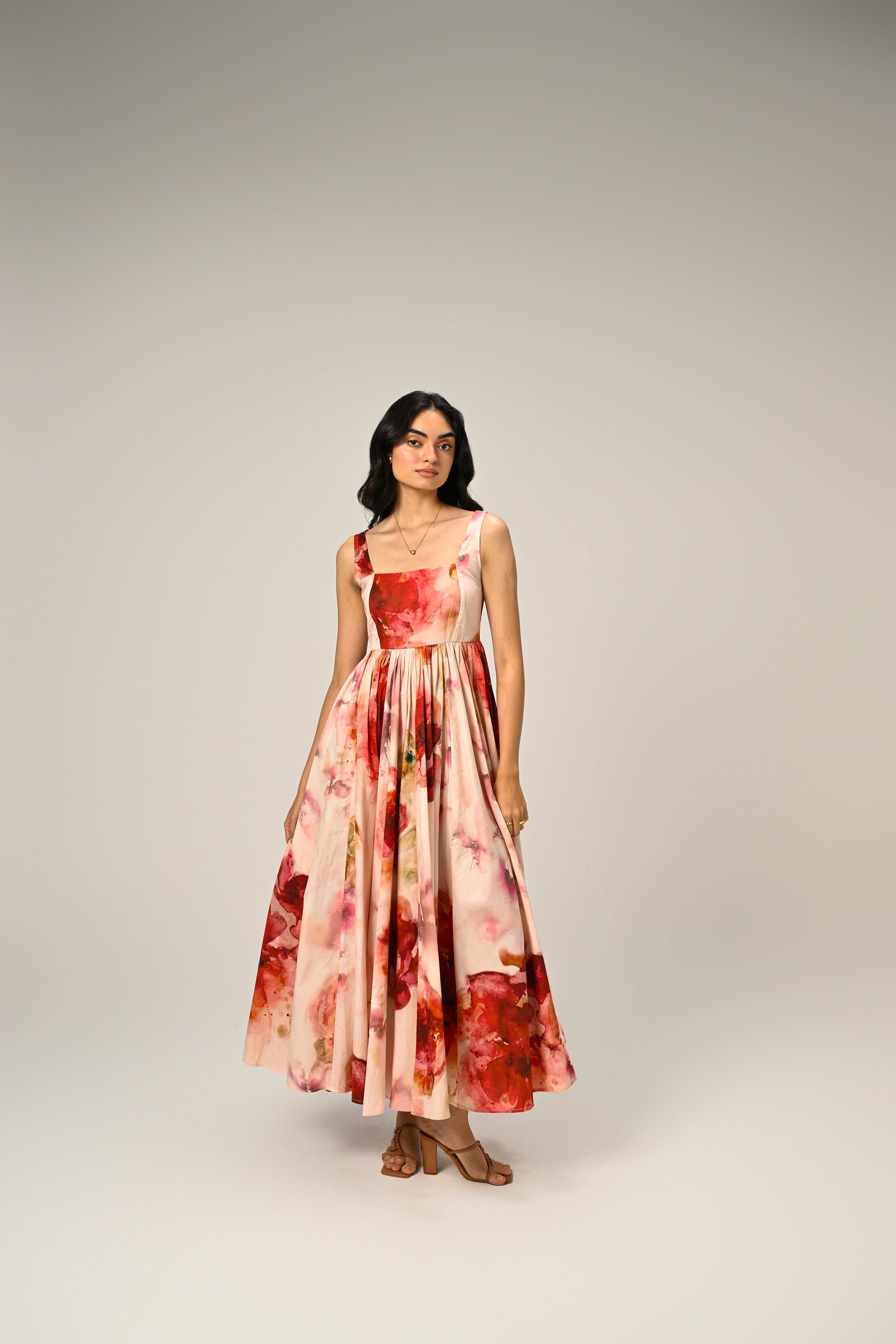 Rosé Mist Painterly Maxi Dress