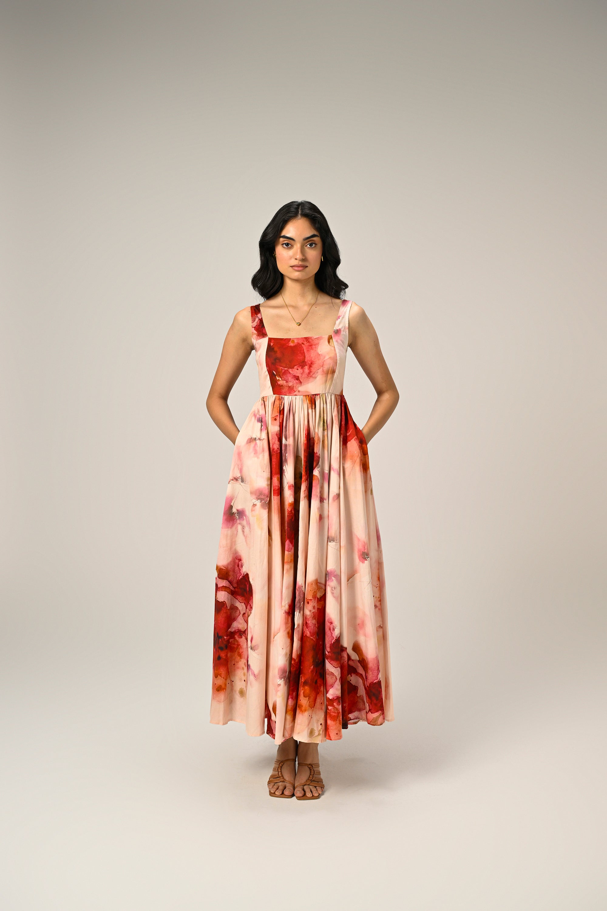 Rosé Mist Painterly Maxi Dress