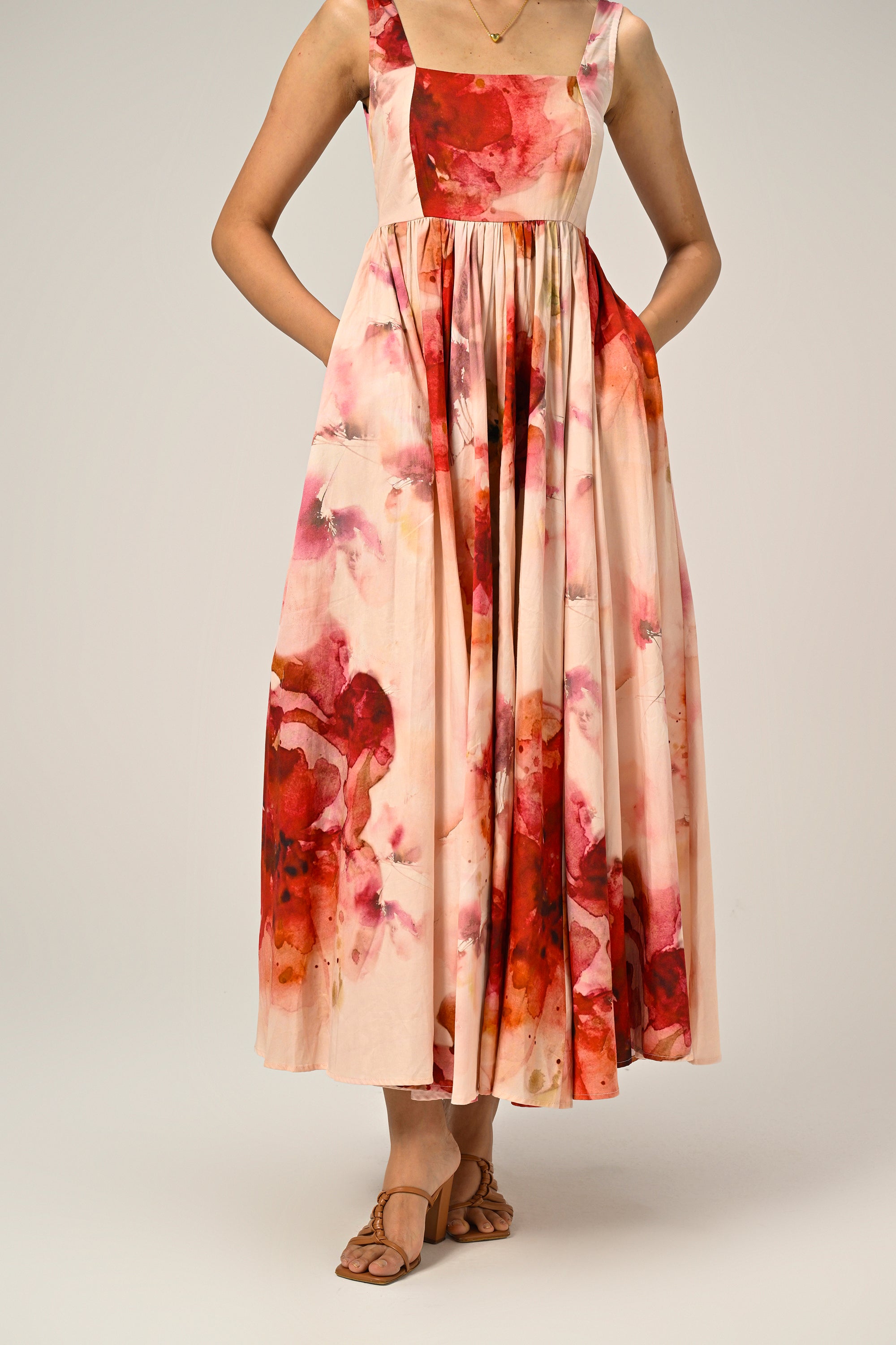 Rosé Mist Painterly Maxi Dress