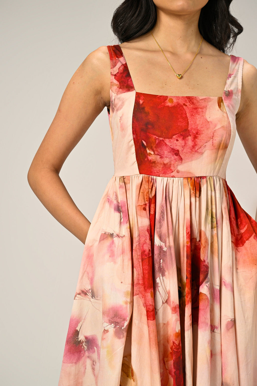 Rosé Mist Painterly Maxi Dress