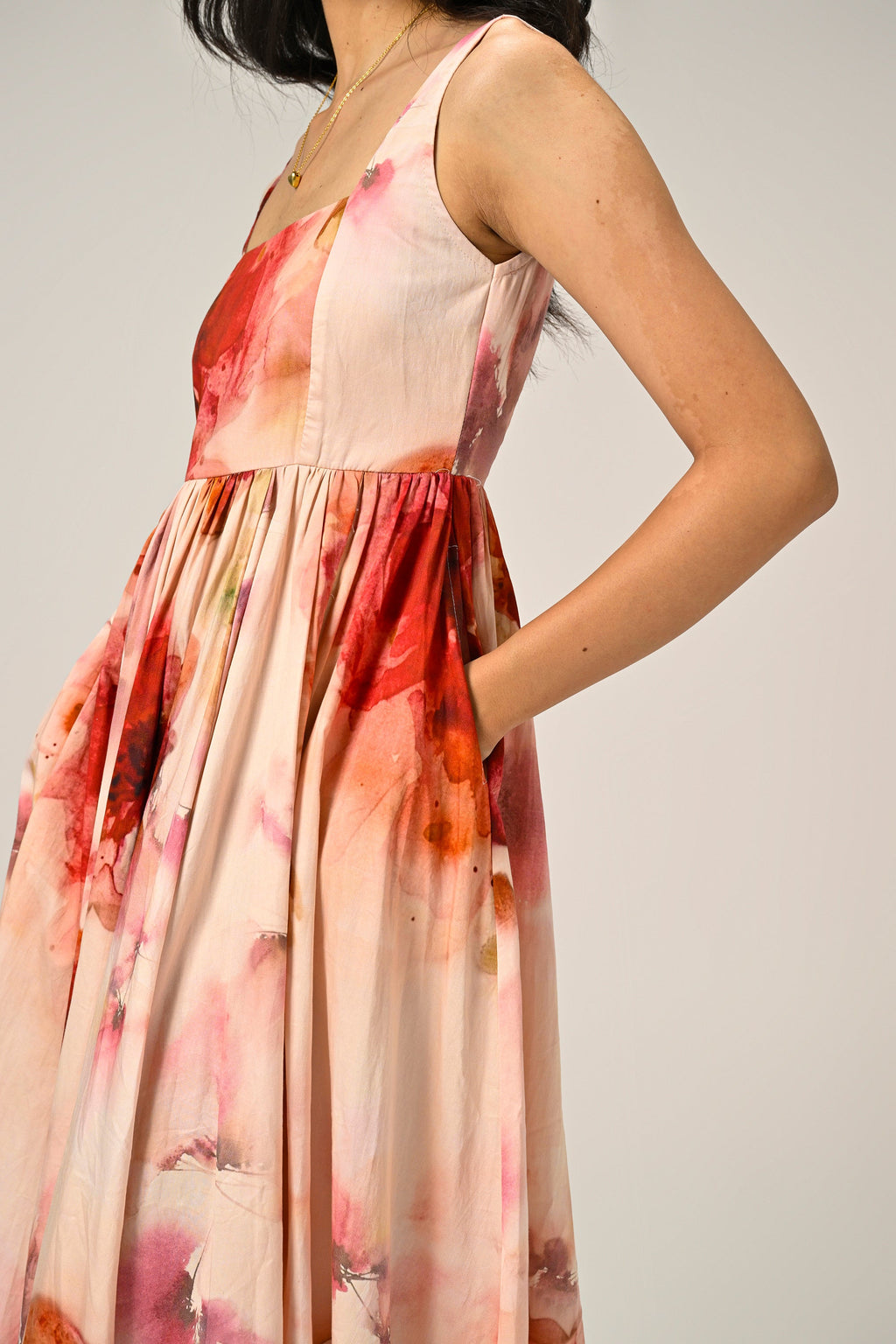 Rosé Mist Painterly Maxi Dress