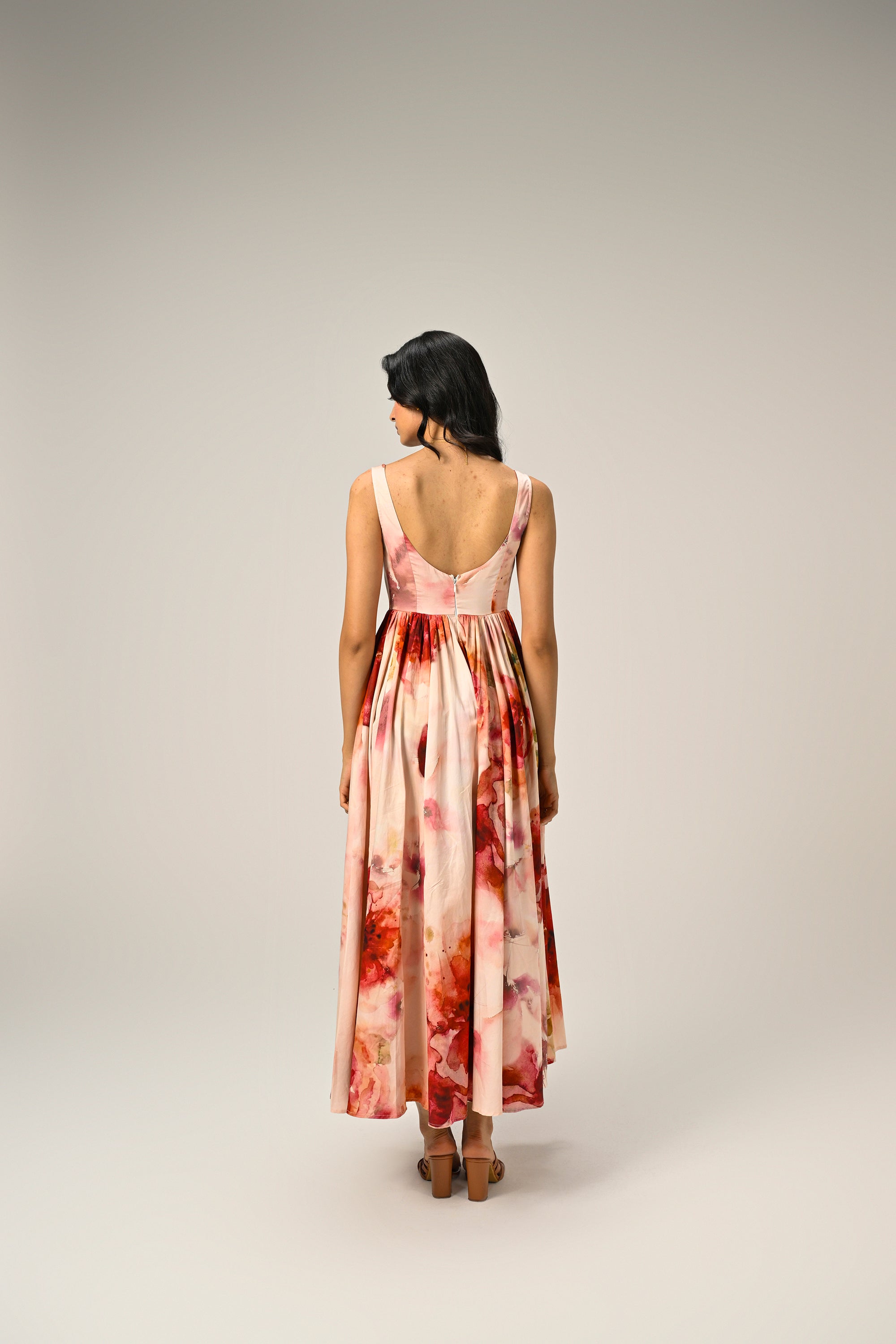 Rosé Mist Painterly Maxi Dress