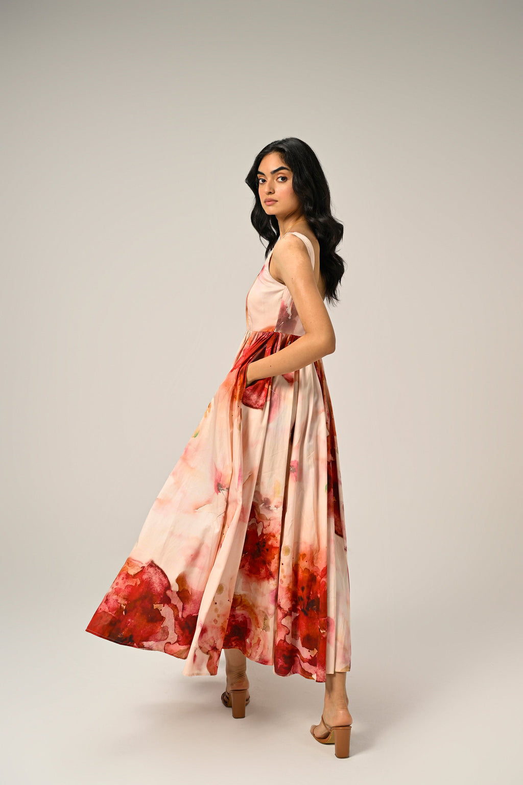Rosé Mist Painterly Maxi Dress